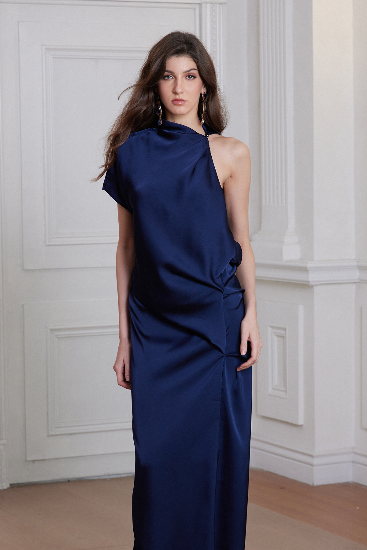 Daan Asymmetric Ruch Maxi Dress