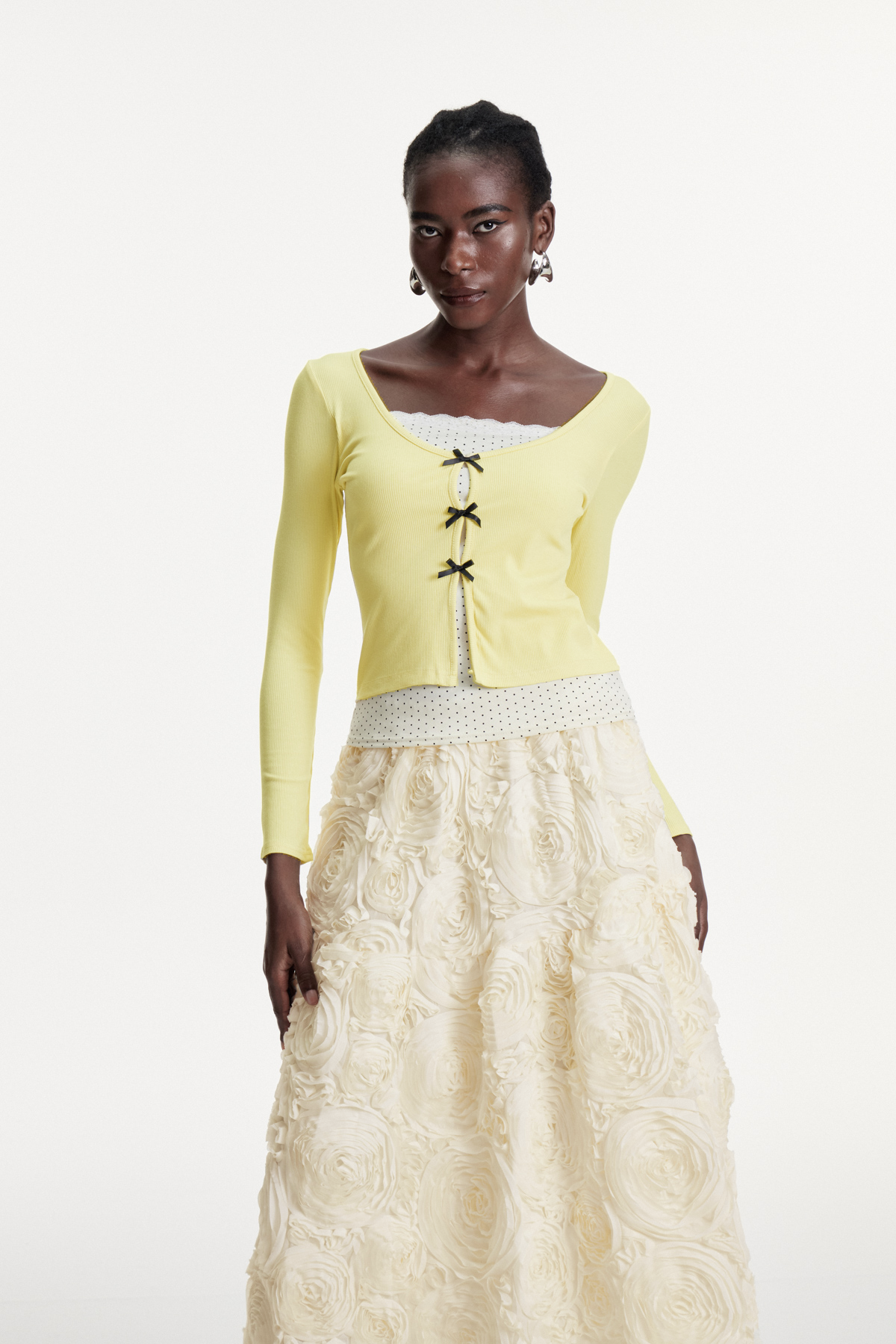 Dalida Bow Dot Long Sleeve Top