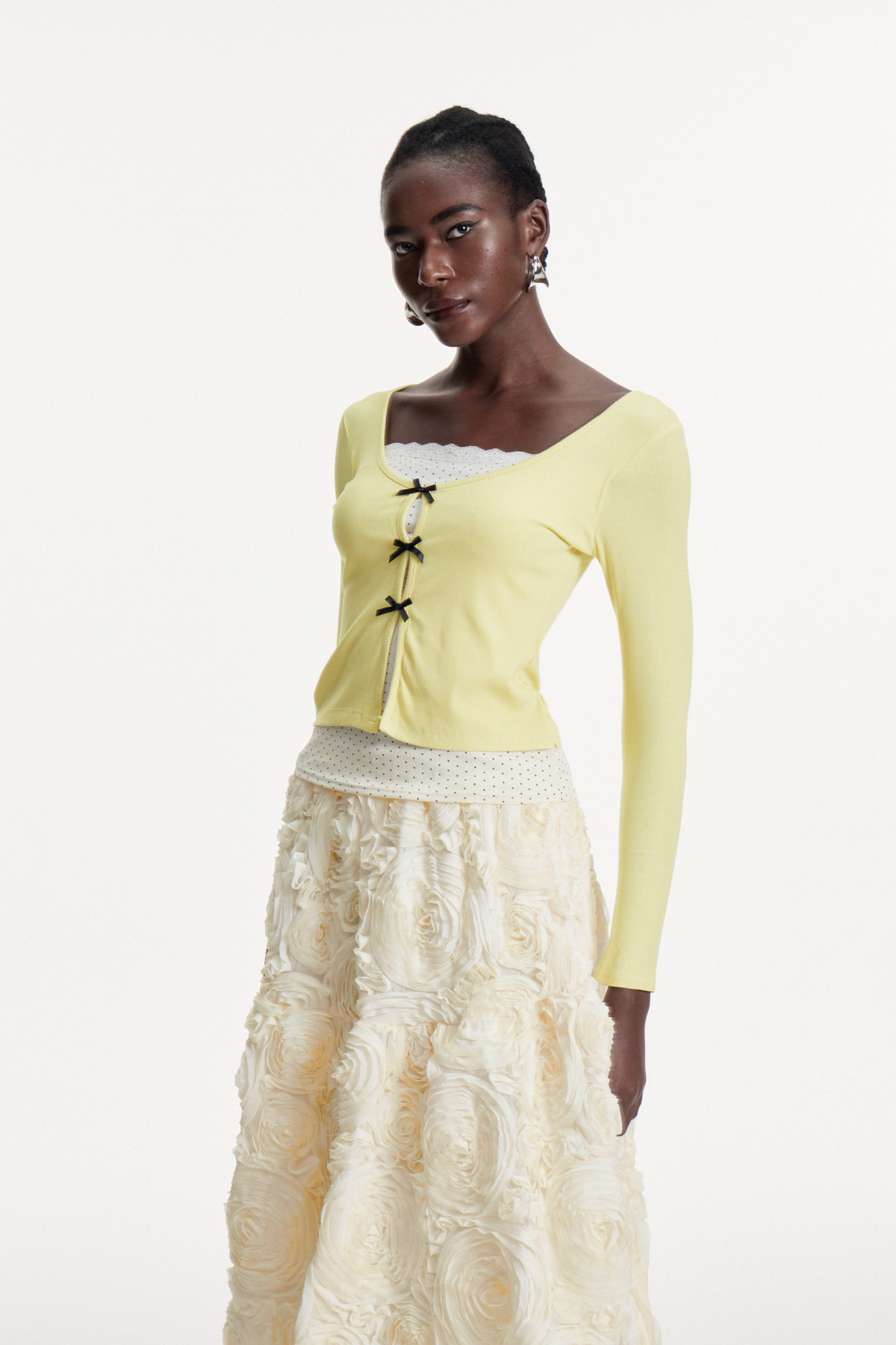 Dalida Bow Dot Long Sleeve Top