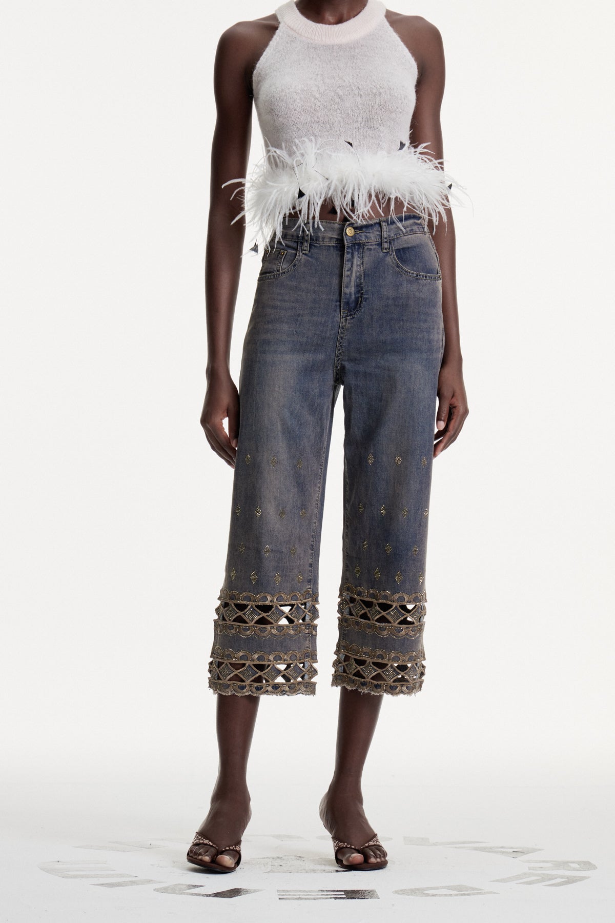 Dalisay Cutout Rhinestone Jeans