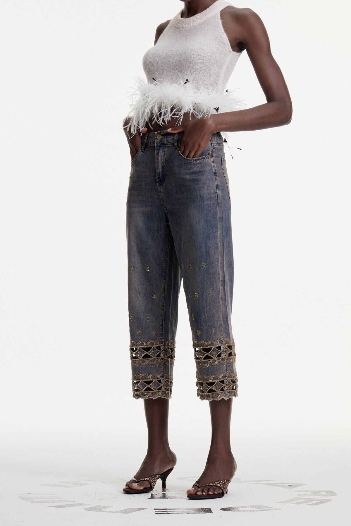 Dalisay Cutout Rhinestone Jeans