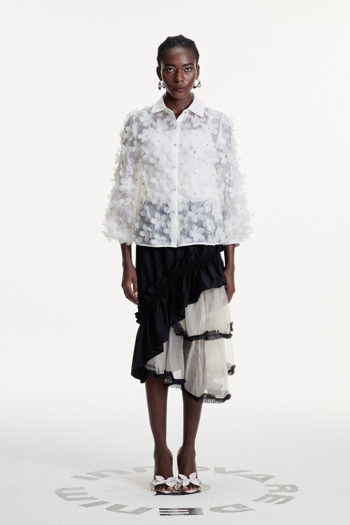 Dalitso Asymmetric Mesh Maxi Skirt