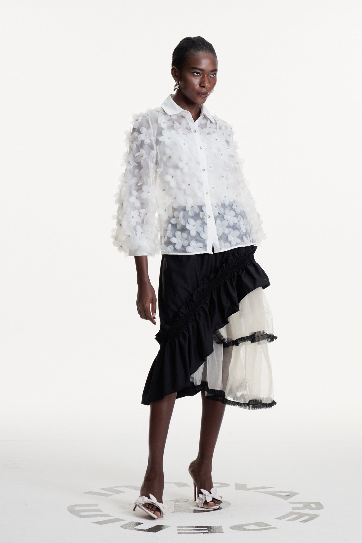 Dalitso Asymmetric Mesh Maxi Skirt