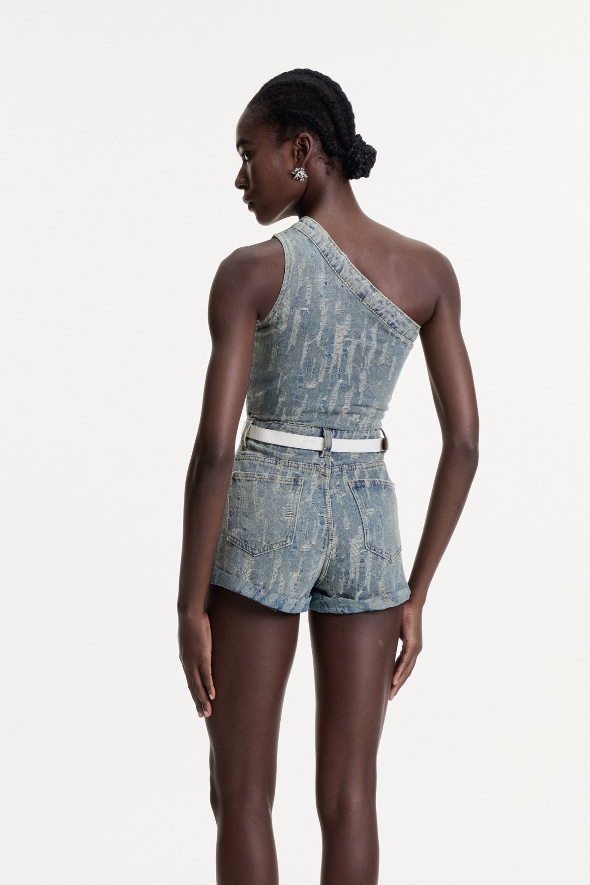 Damhnait One Shoulder Denim Jumpsuit