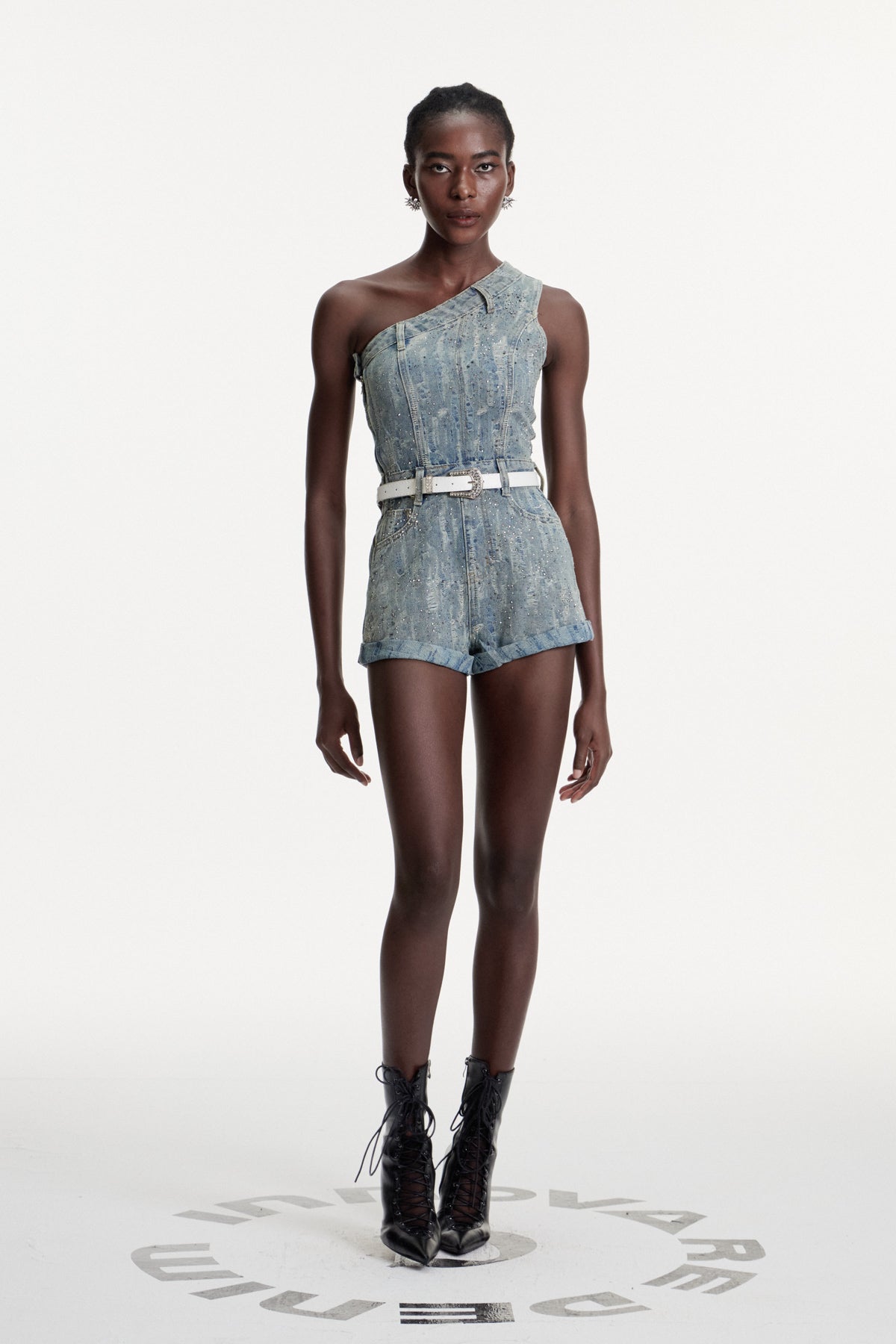 Damhnait One Shoulder Denim Jumpsuit