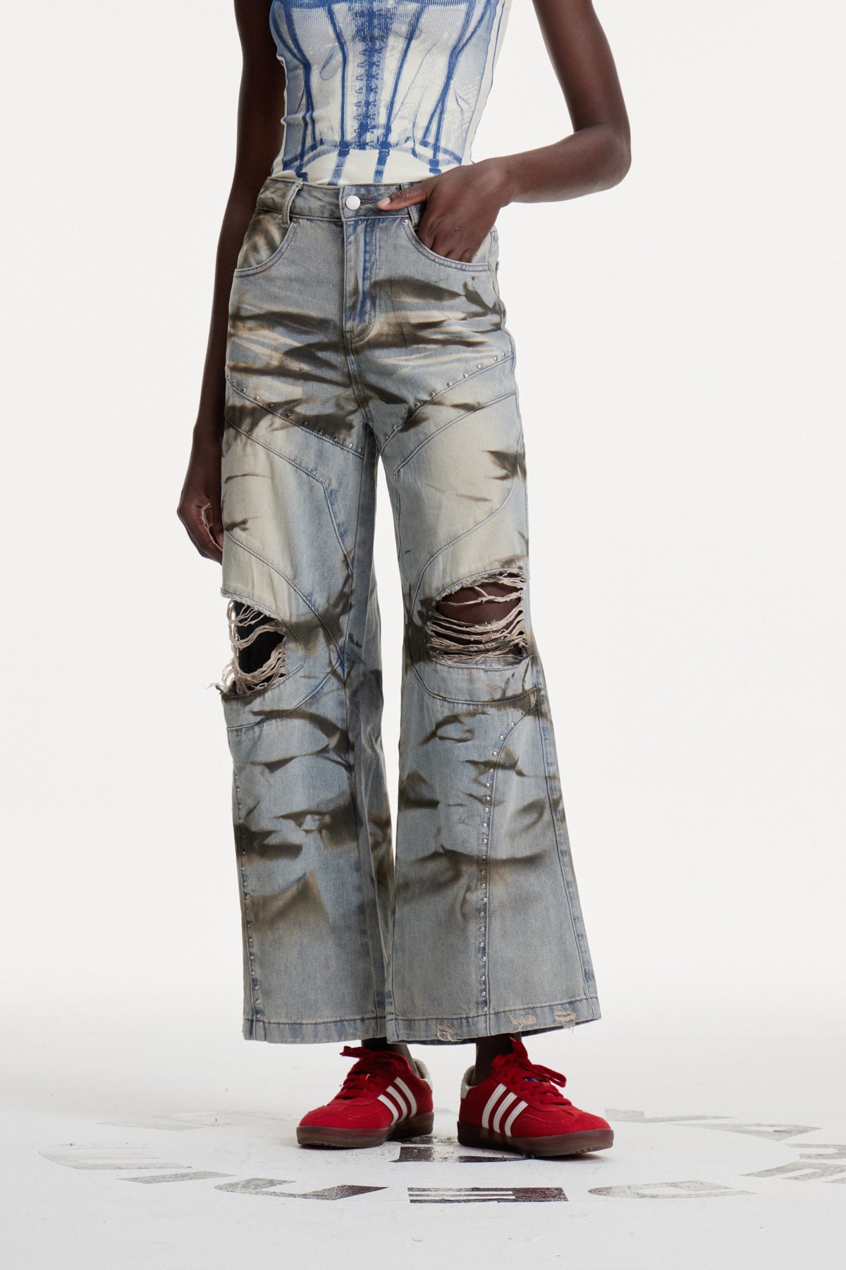 Damiaan Ripped Print Jeans