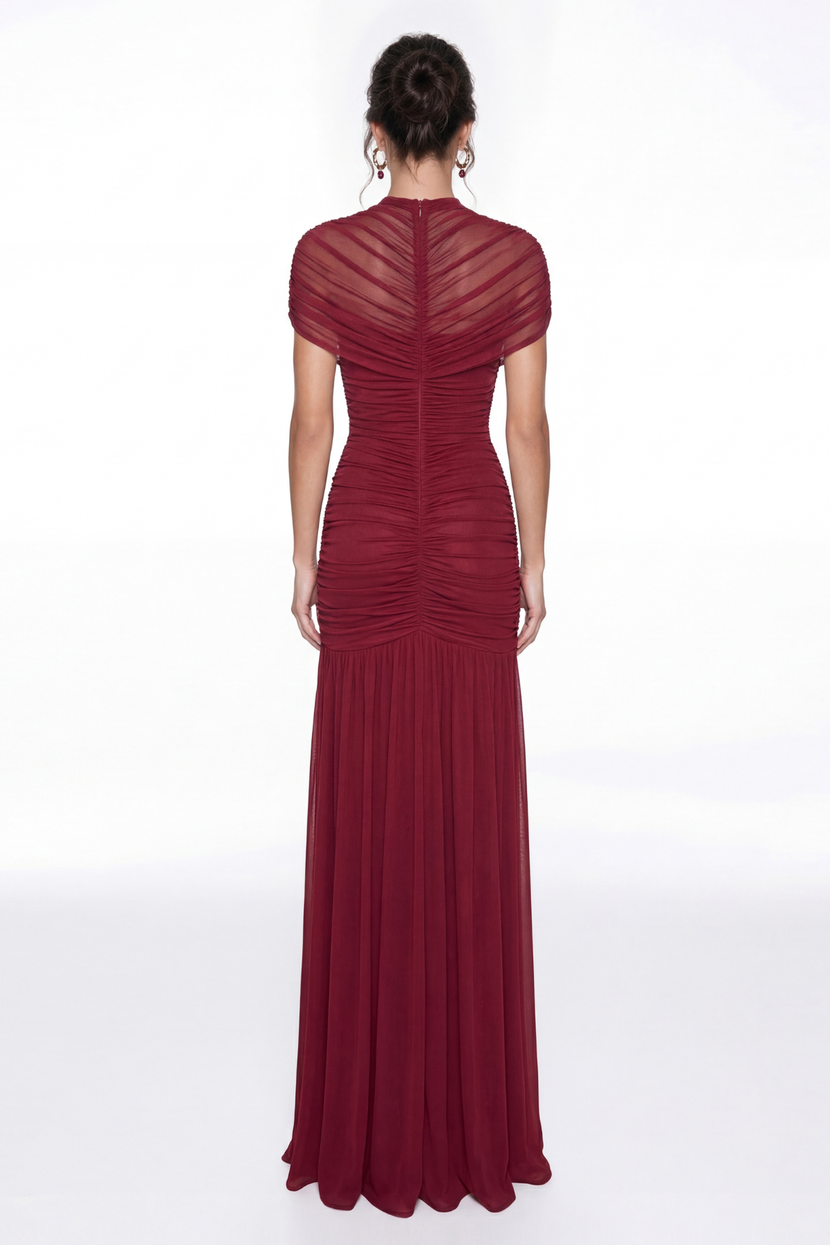 Danai Cutout Ruch Dress In Red