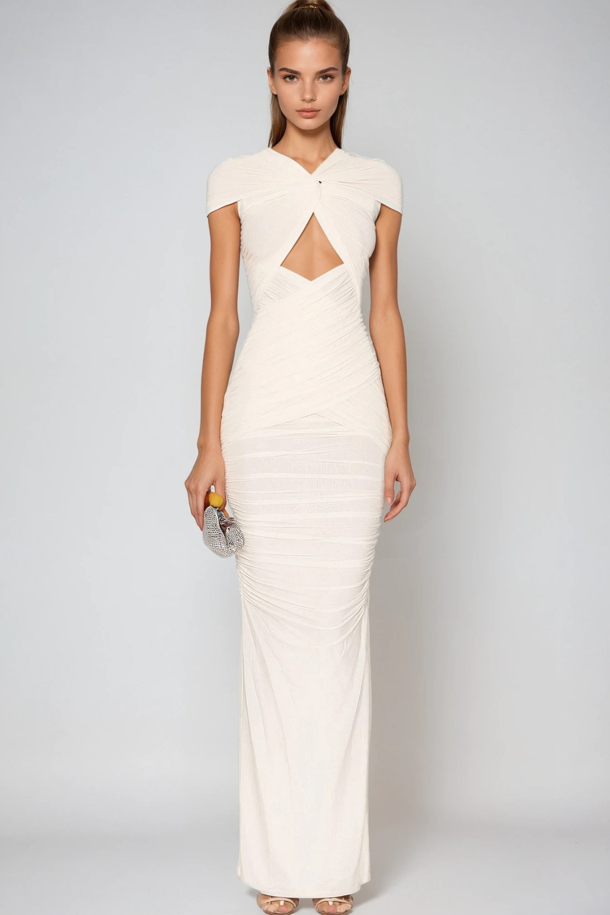Danai Cutout Ruch Maxi Dress