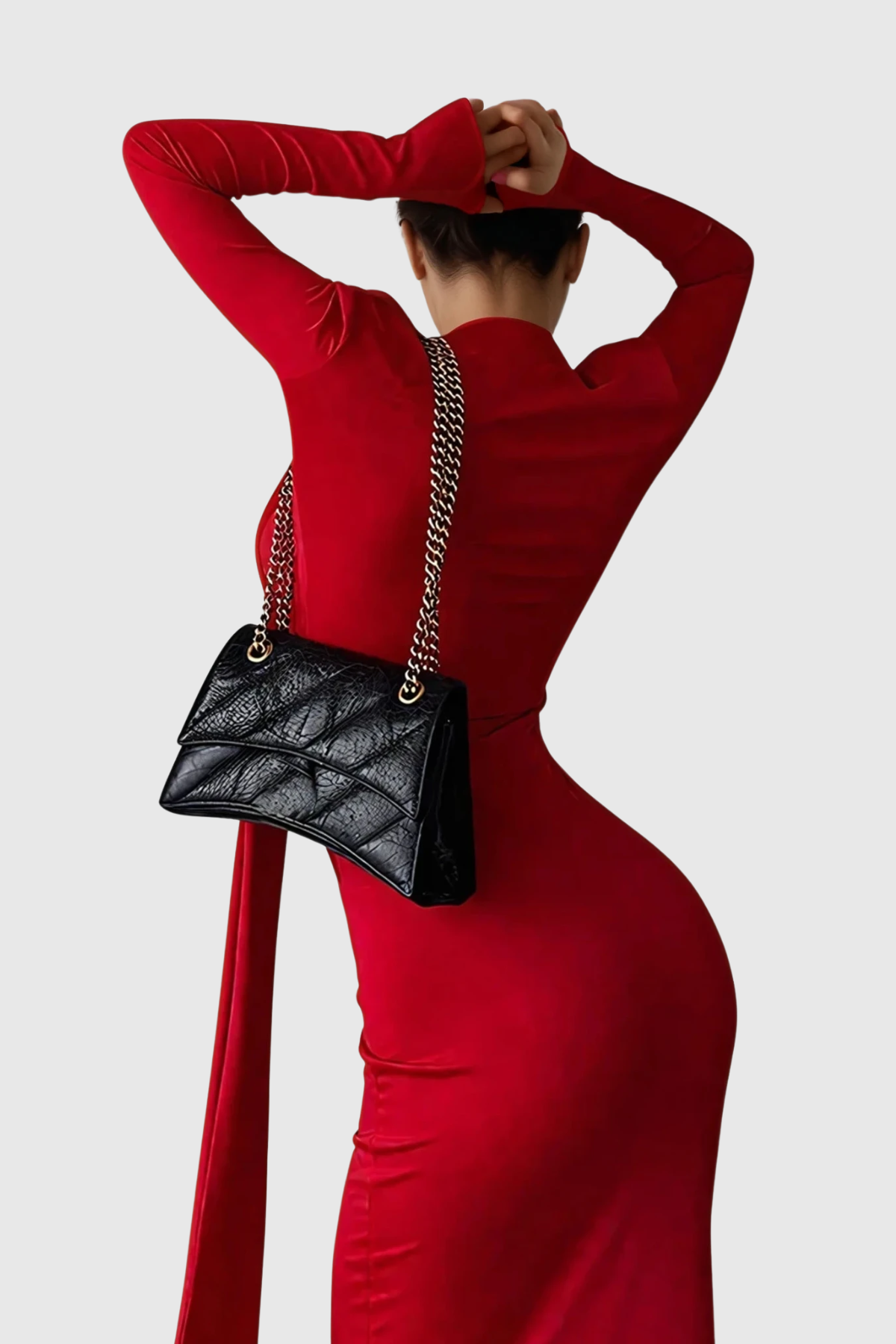 Dand Plunge Fringe Maxi Dress In Red