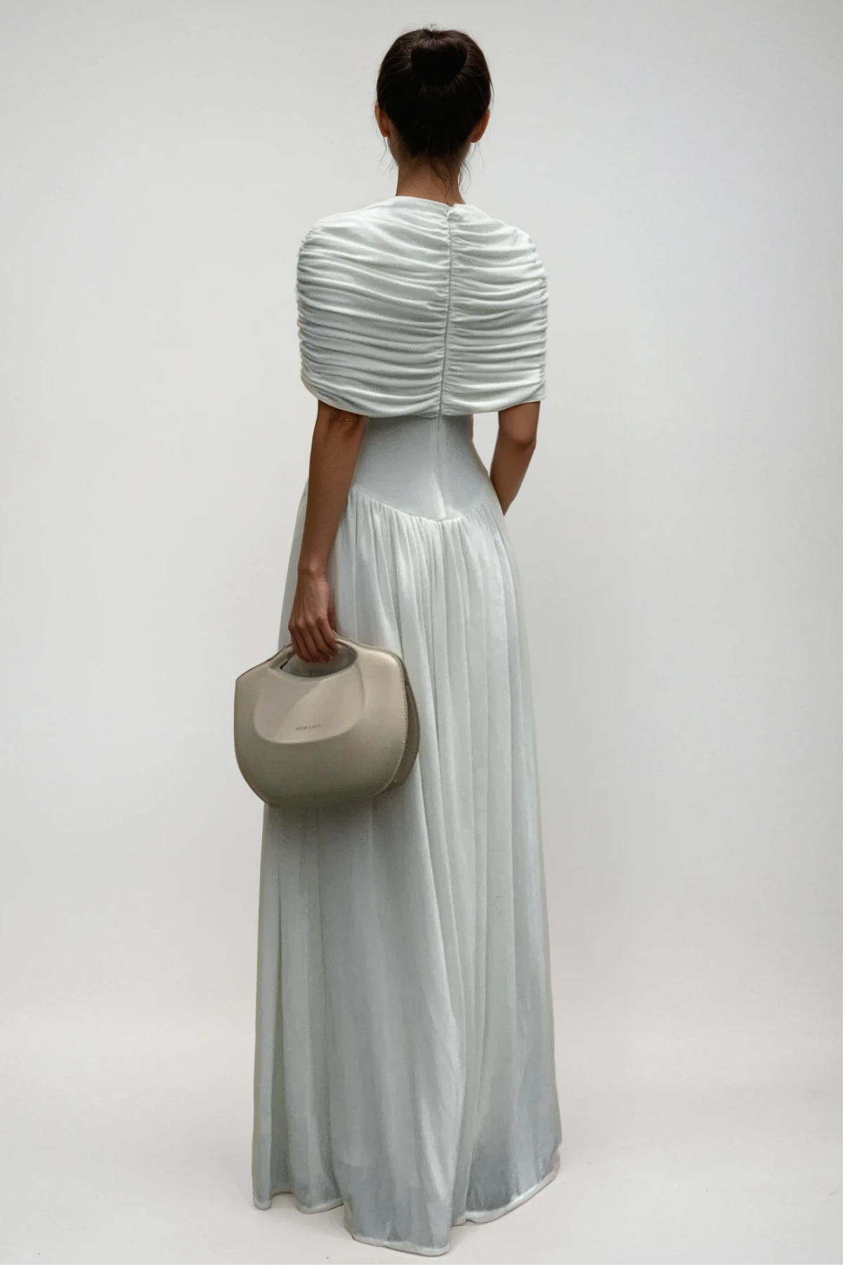 Daniel Ruch Shawl Maxi Dress In White