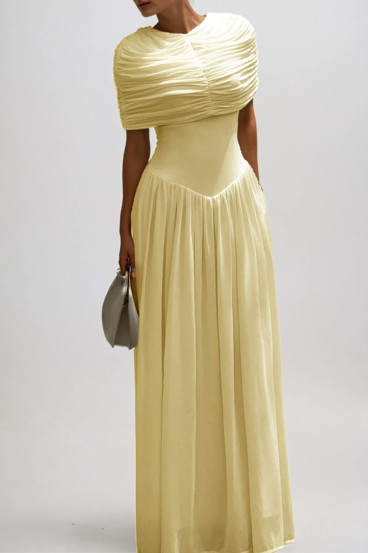 Daniel Ruch Shawl Maxi Dress In Yellow