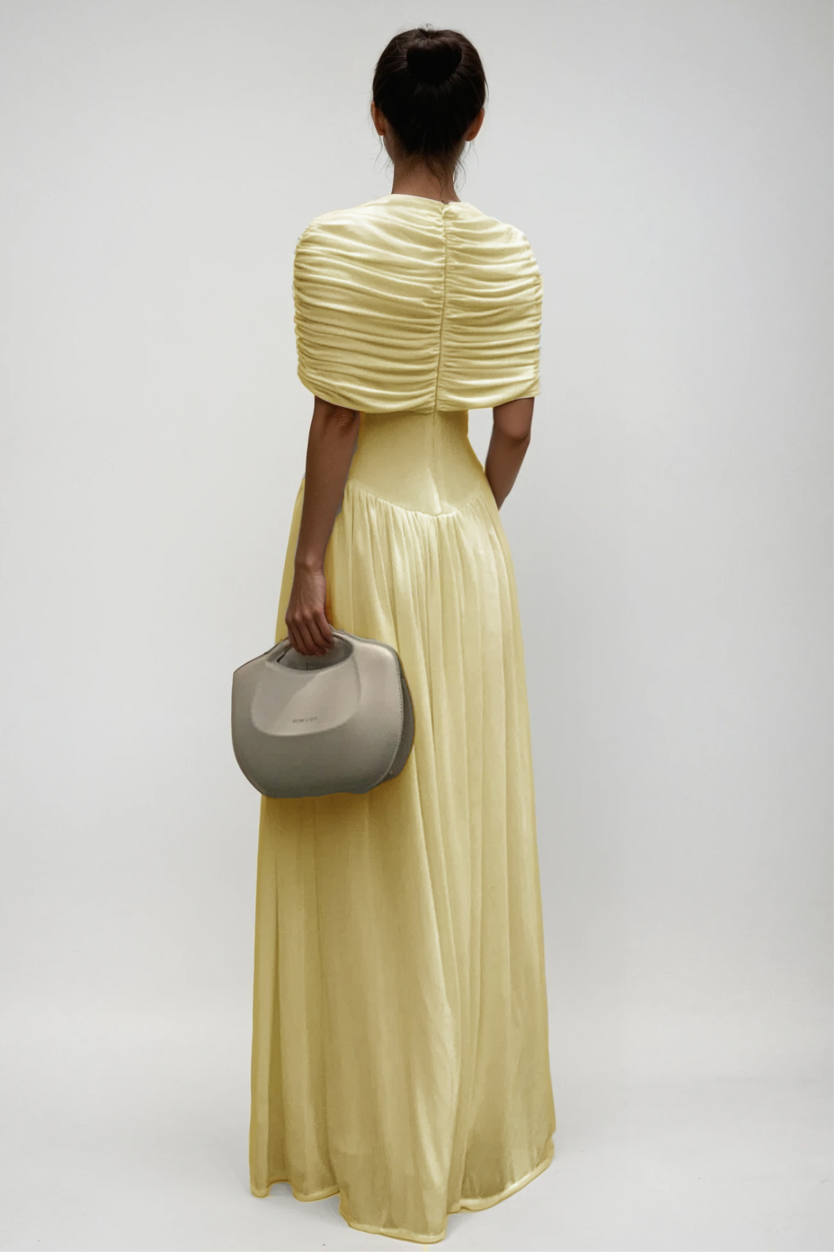 Daniel Ruch Shawl Maxi Dress In Yellow