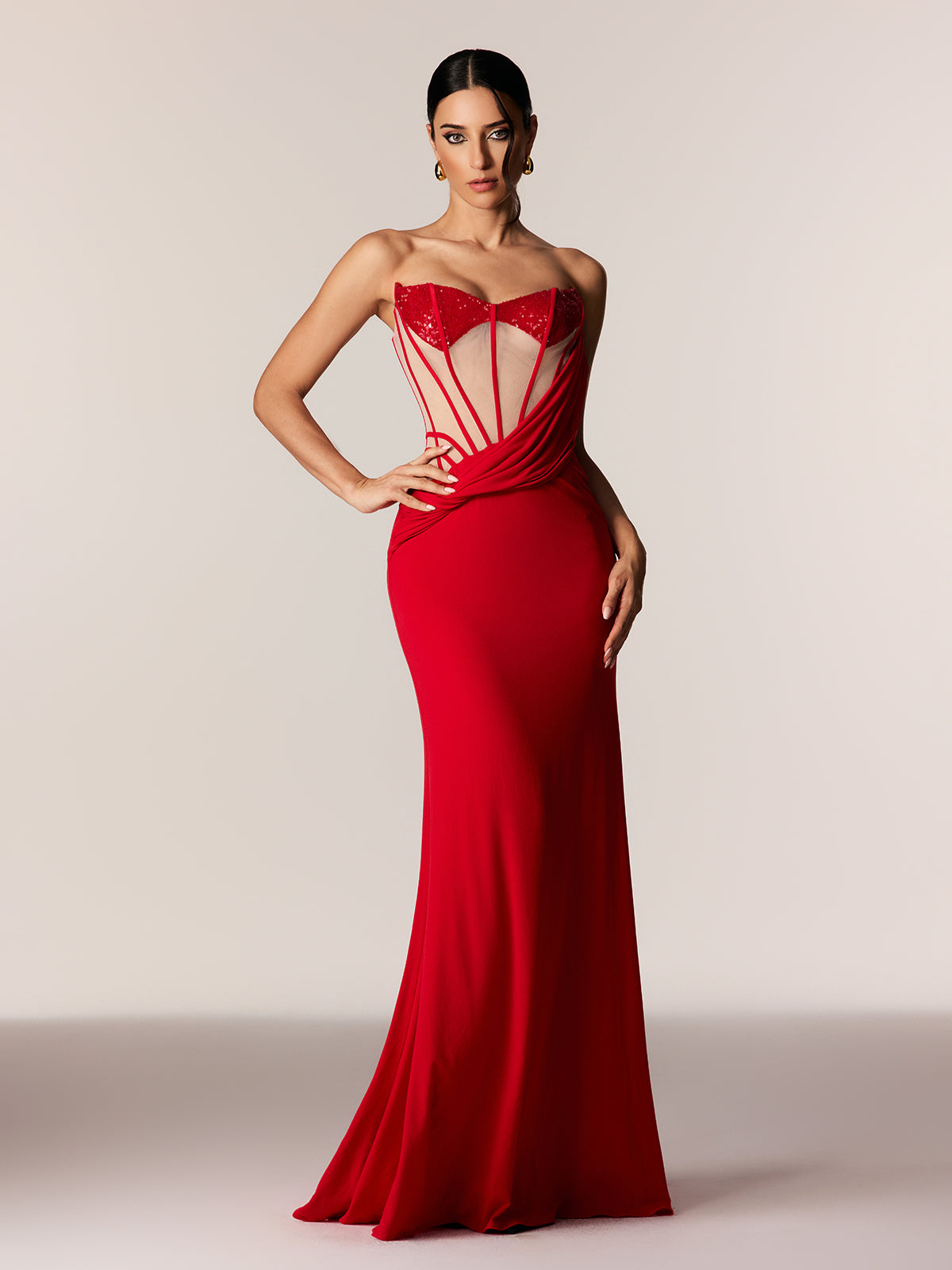 Danielle Strapless Corset Sequin Maxi Dress