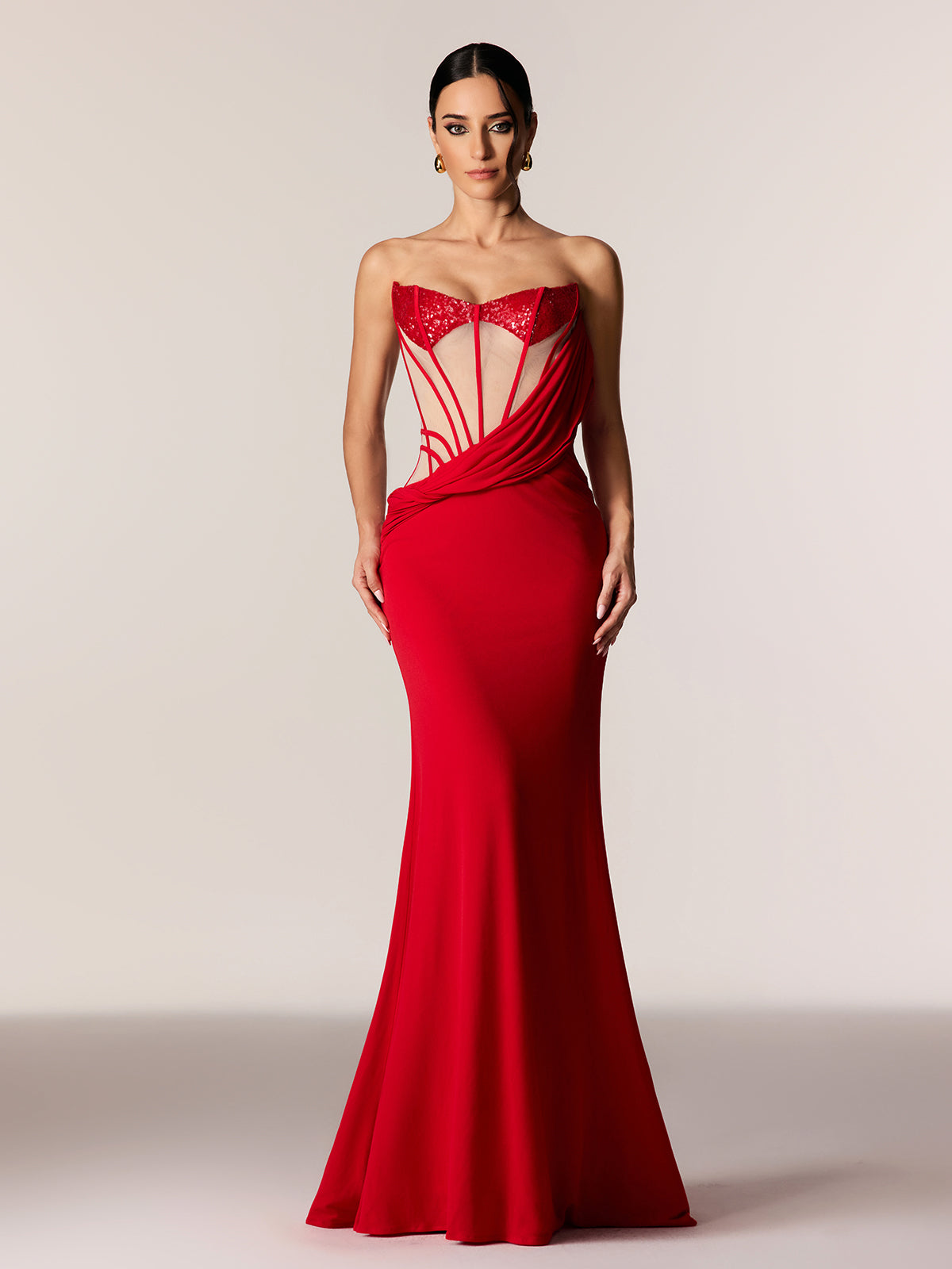 Danielle Strapless Corset Sequin Maxi Dress