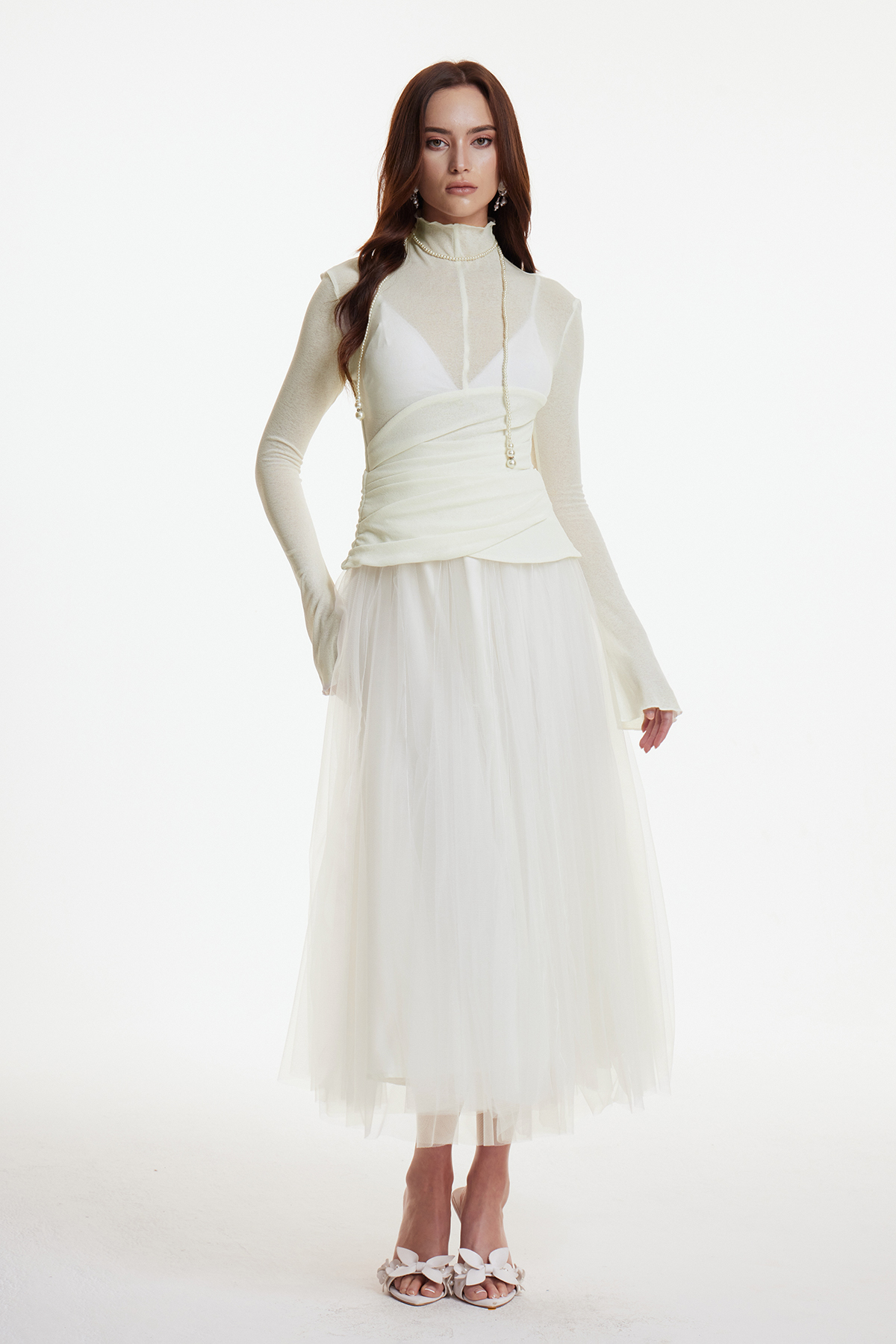 Daniels High Neck Ruch Maxi Dress