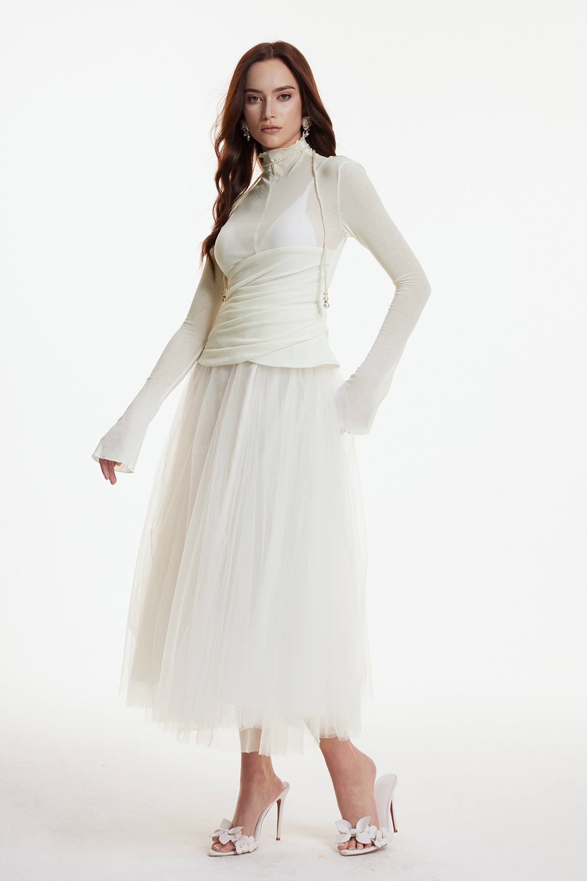 Daniels High Neck Ruch Maxi Dress