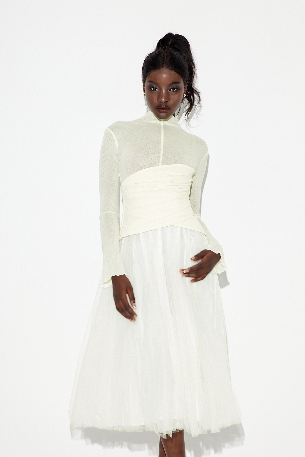 Daniels High Neck Ruch Maxi Dress