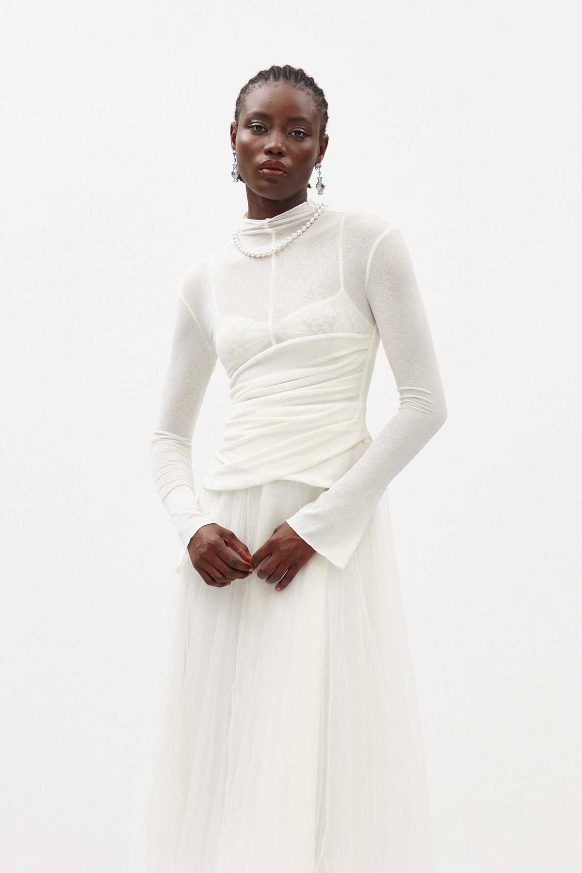 Daniels High Neck Ruch Maxi Dress