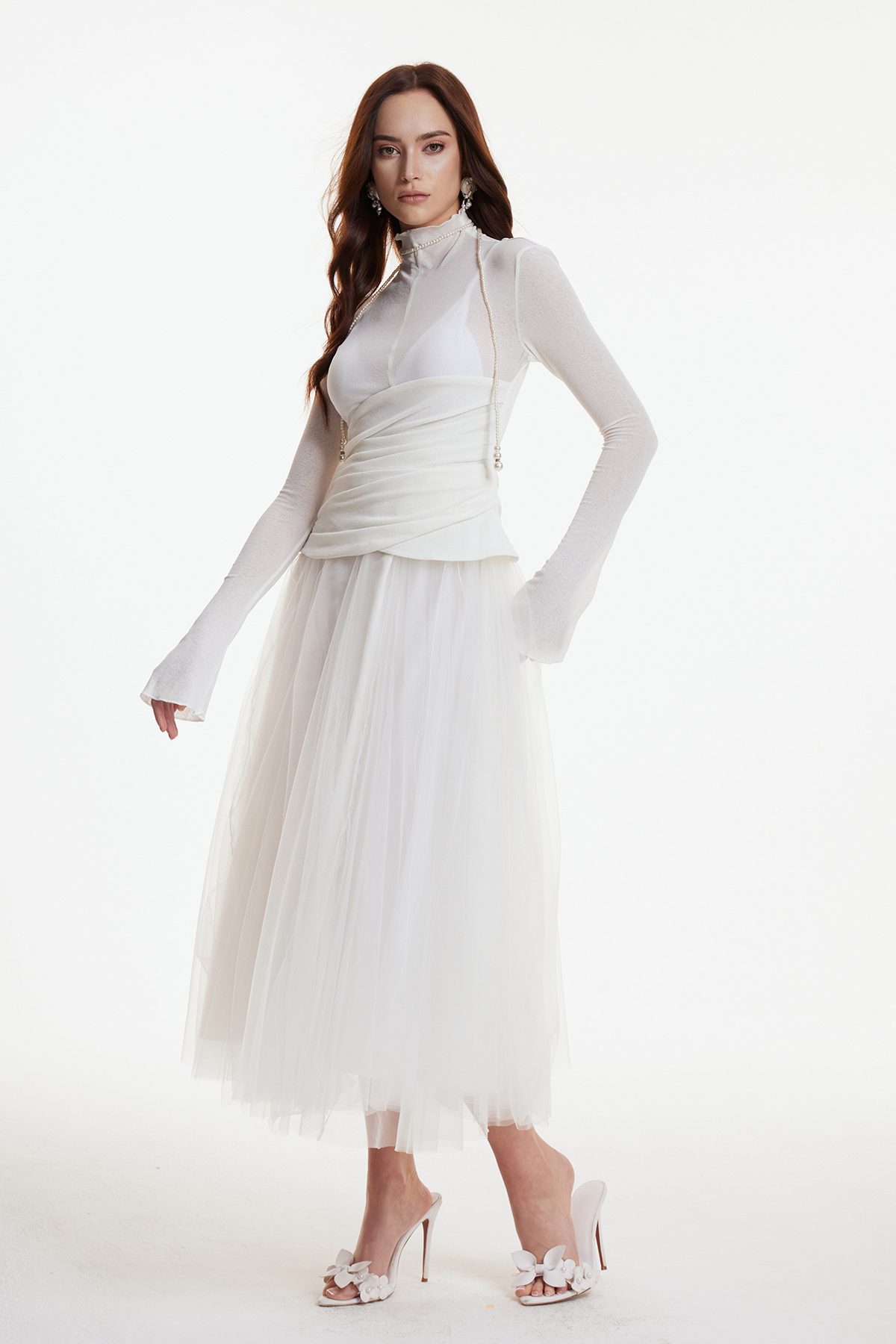 Daniels High Neck Ruch Maxi Dress