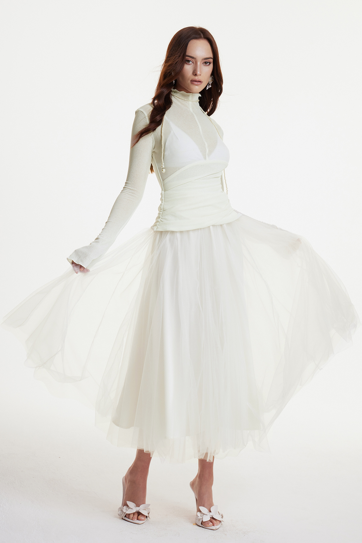 Daniels High Neck Ruch Maxi Dress