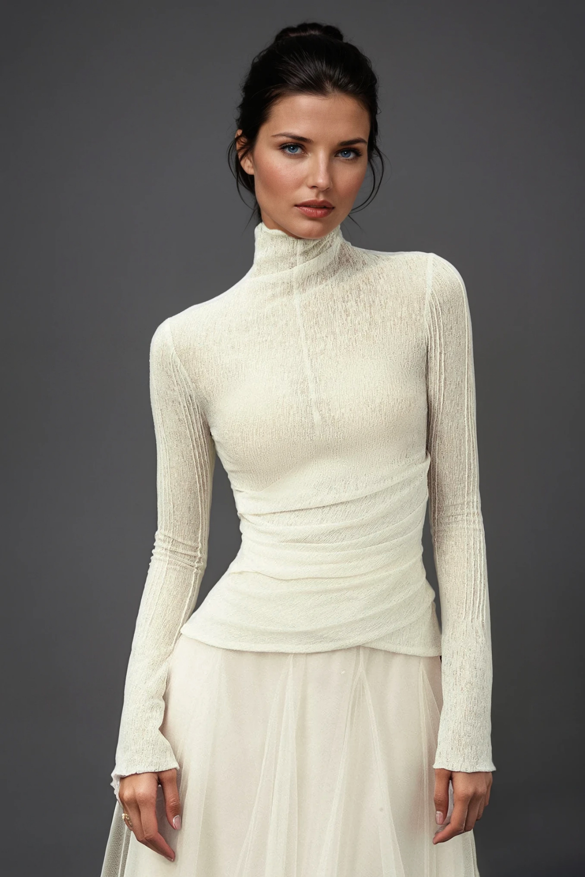 Daniels High Neck Ruch Maxi Dress