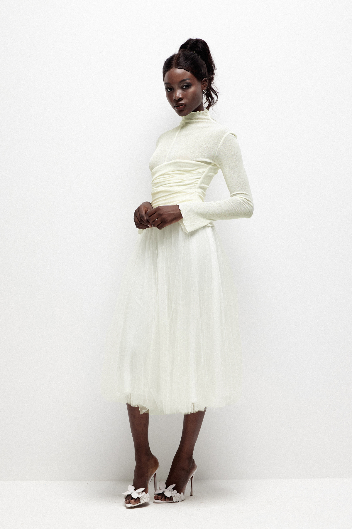 Daniels High Neck Ruch Maxi Dress