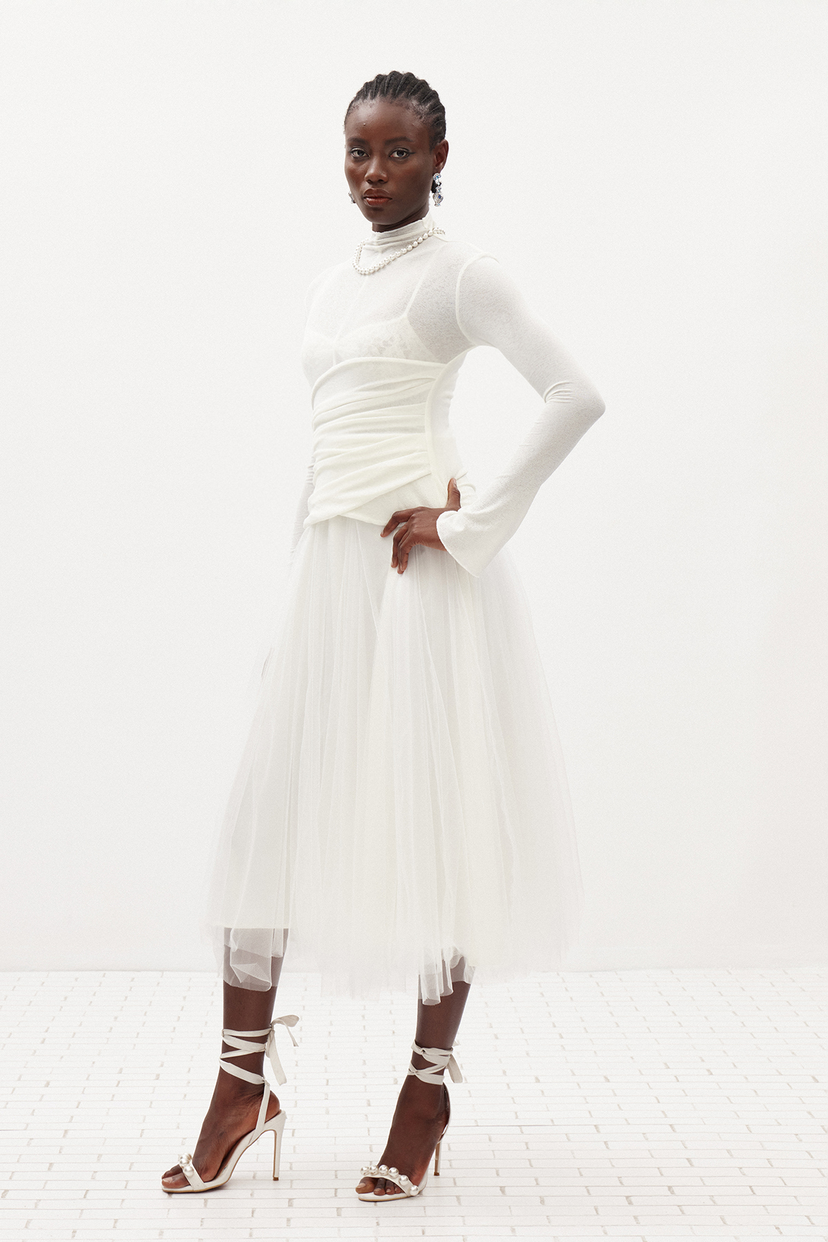 Daniels High Neck Ruch Maxi Dress