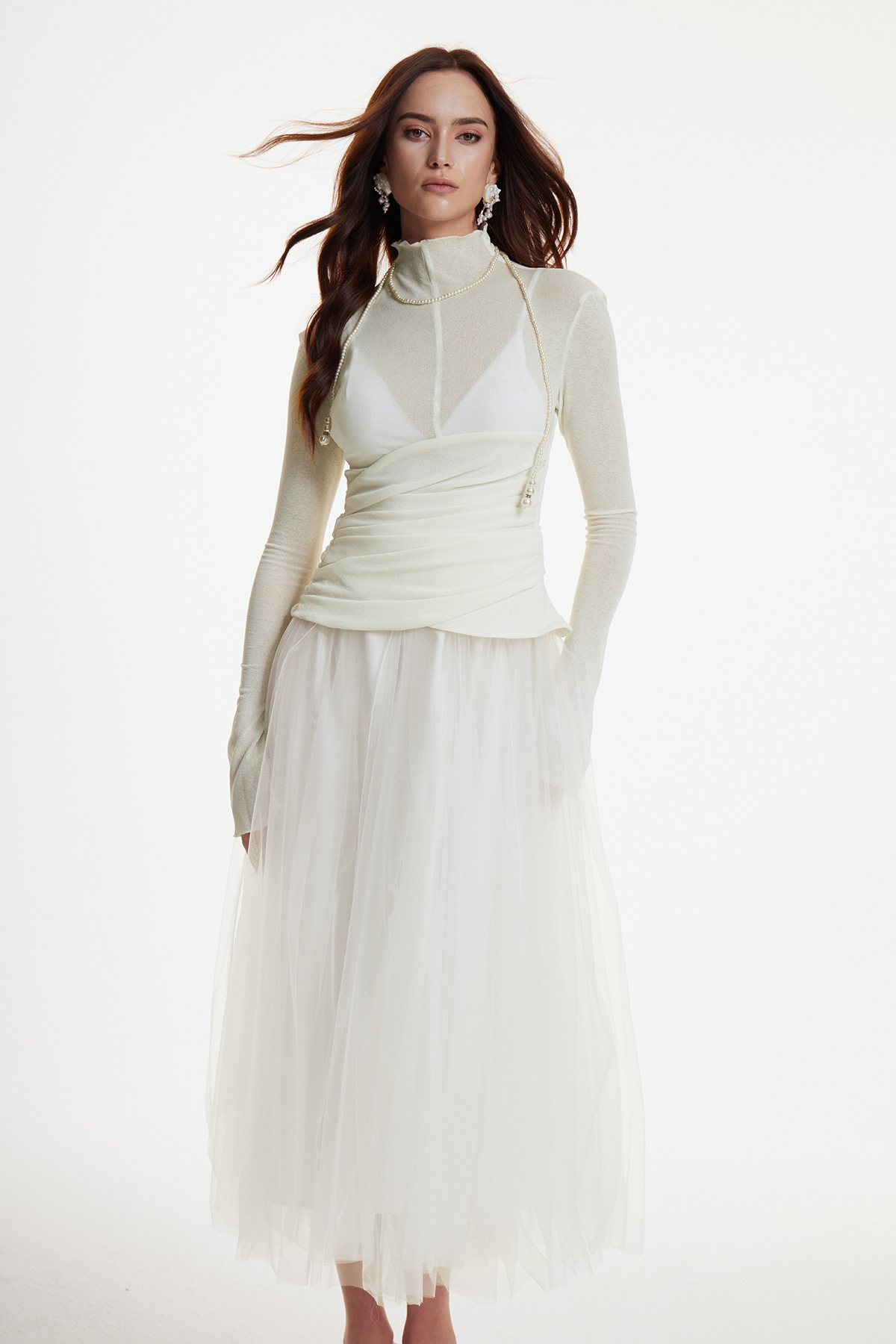 Daniels High Neck Ruch Maxi Dress