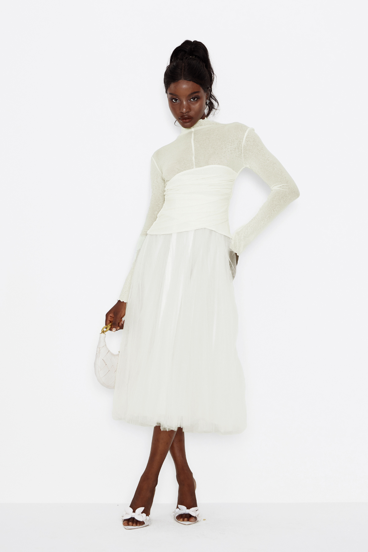 Daniels High Neck Ruch Maxi Dress