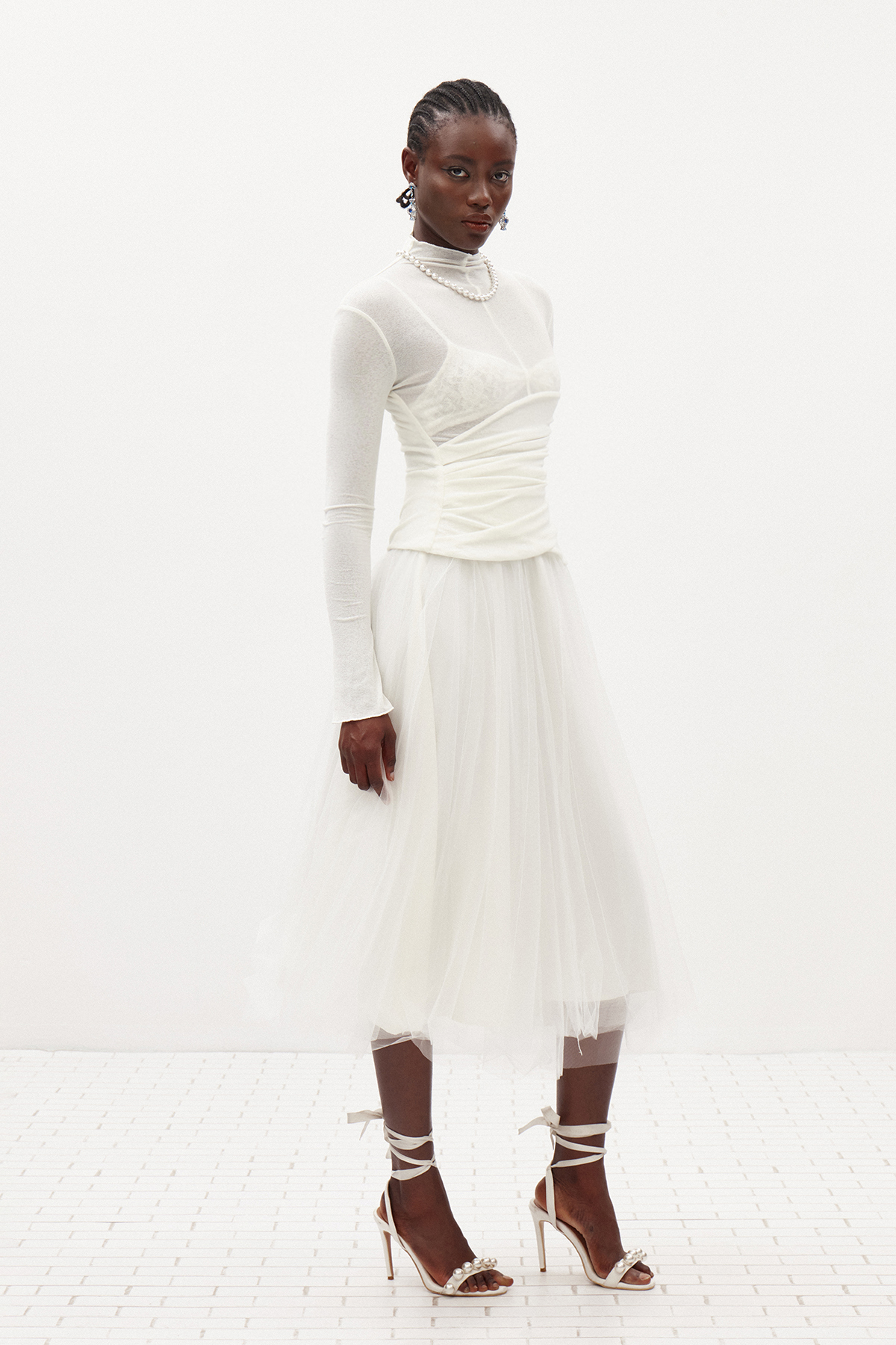 Daniels High Neck Ruch Maxi Dress