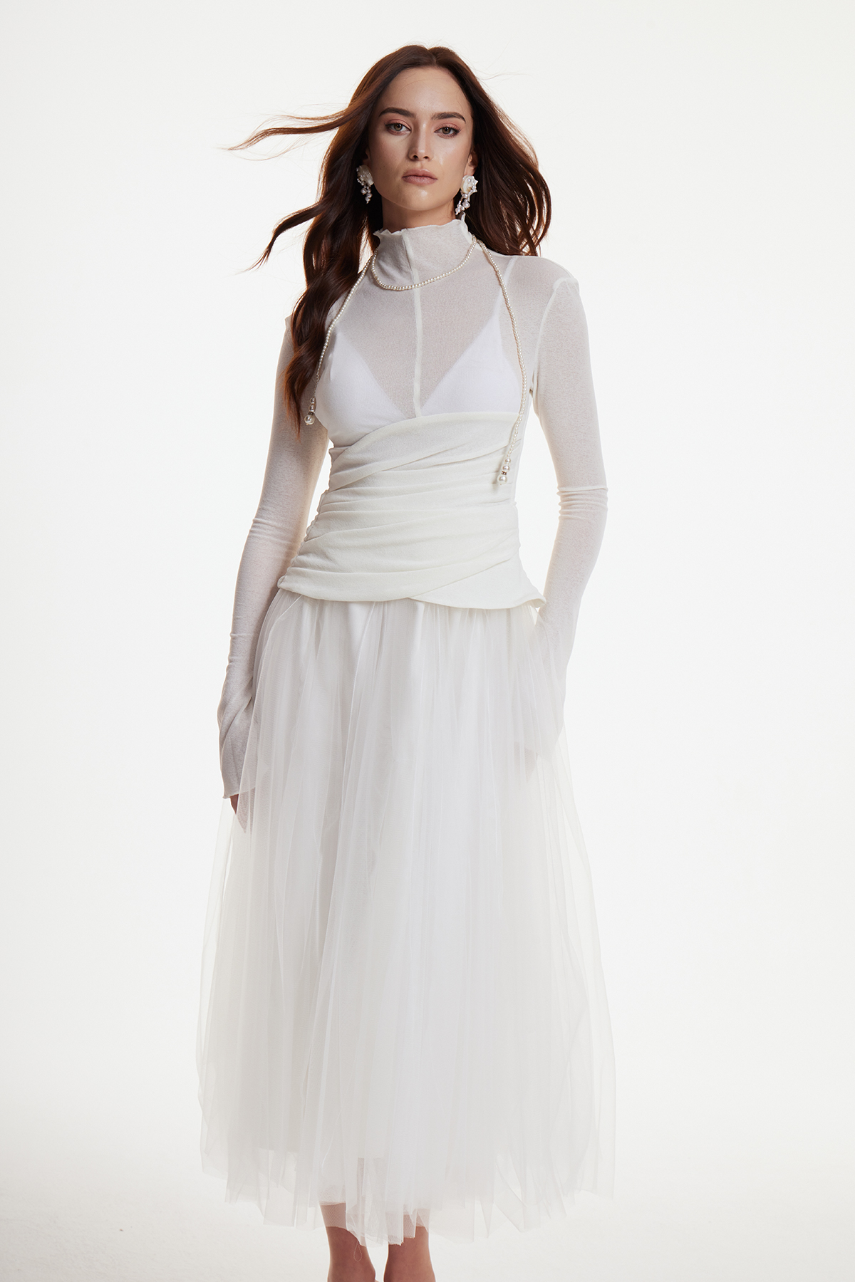 Daniels High Neck Ruch Maxi Dress