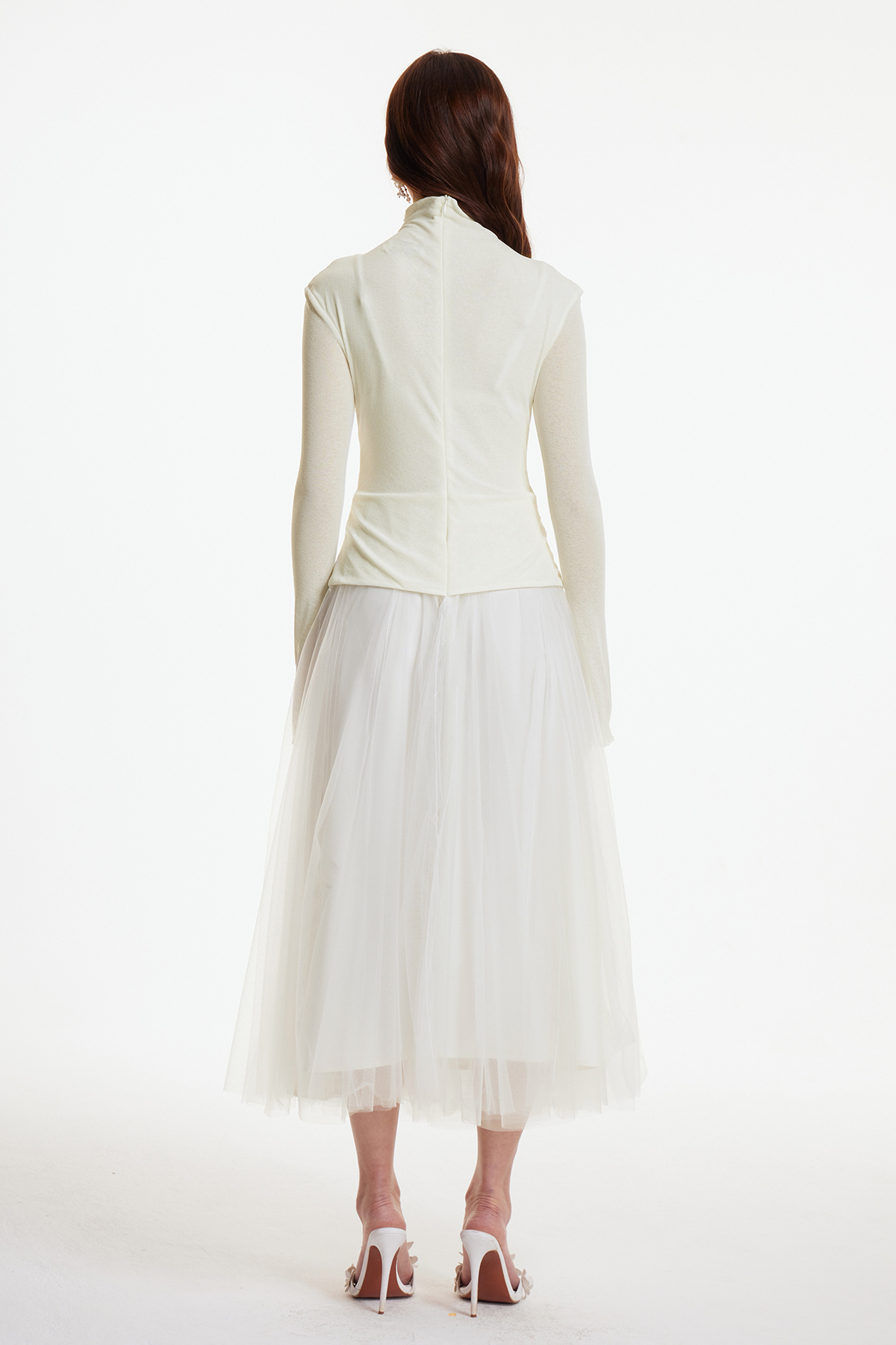Daniels High Neck Ruch Maxi Dress
