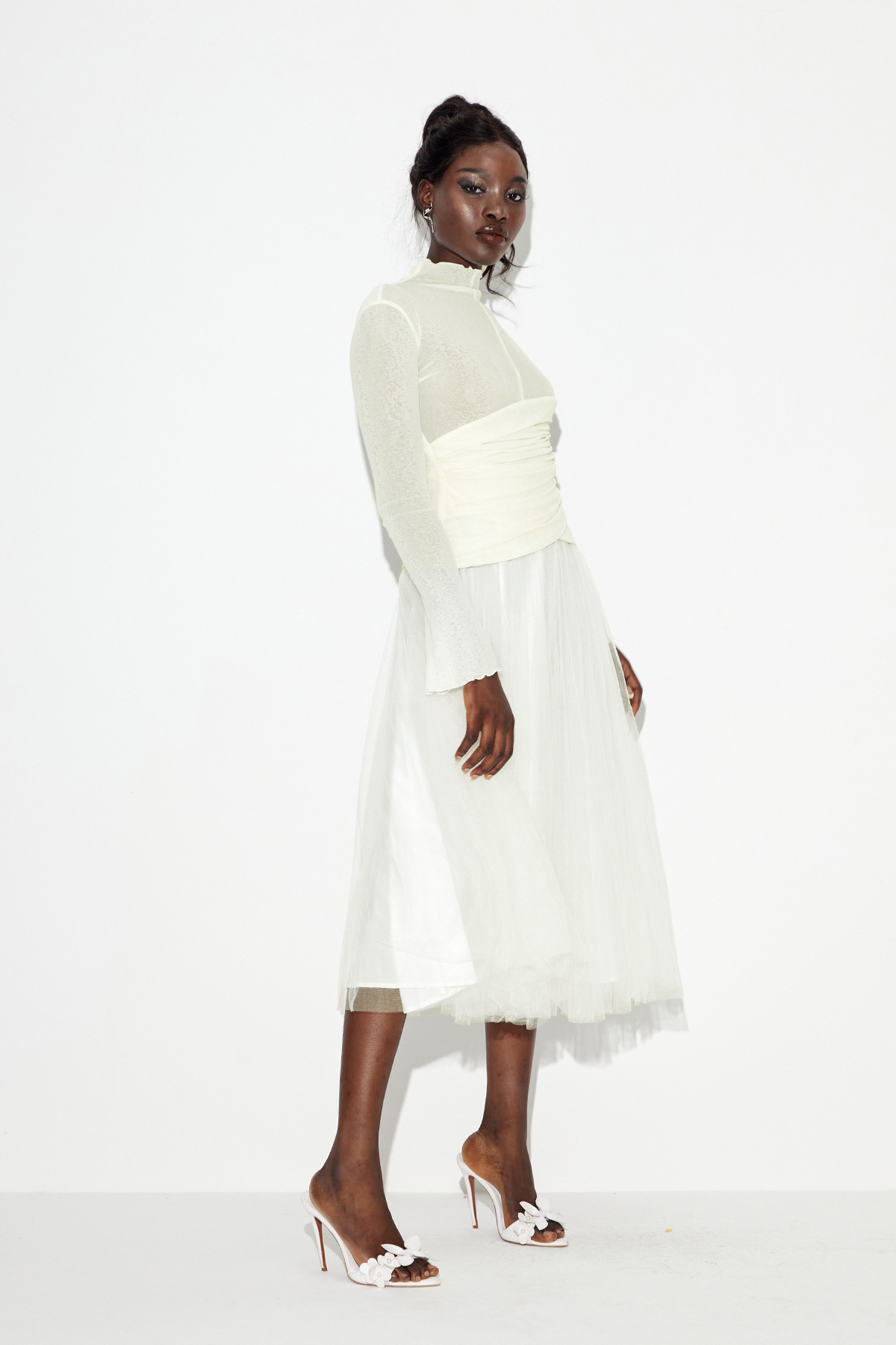 Daniels High Neck Ruch Maxi Dress