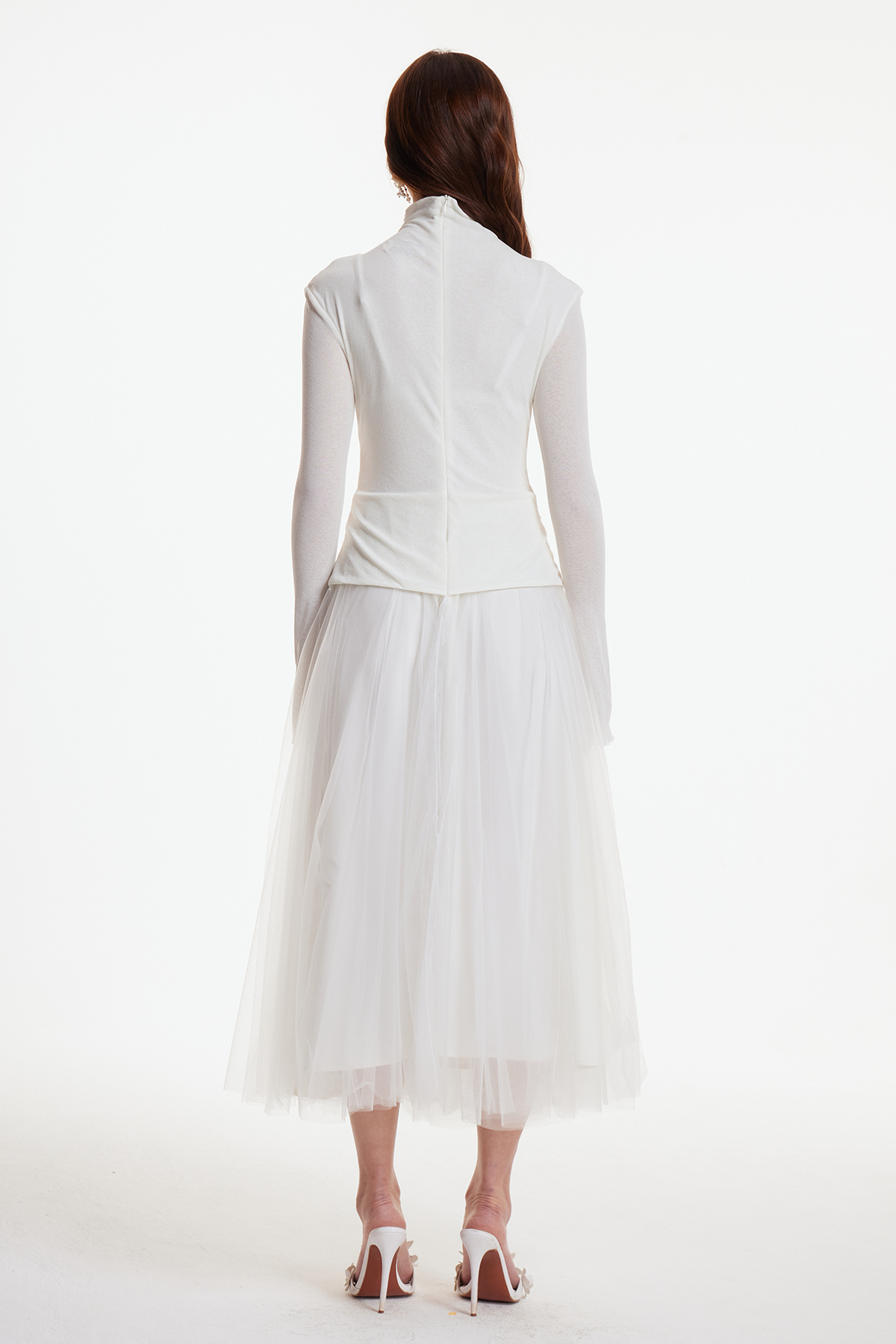 Daniels High Neck Ruch Maxi Dress