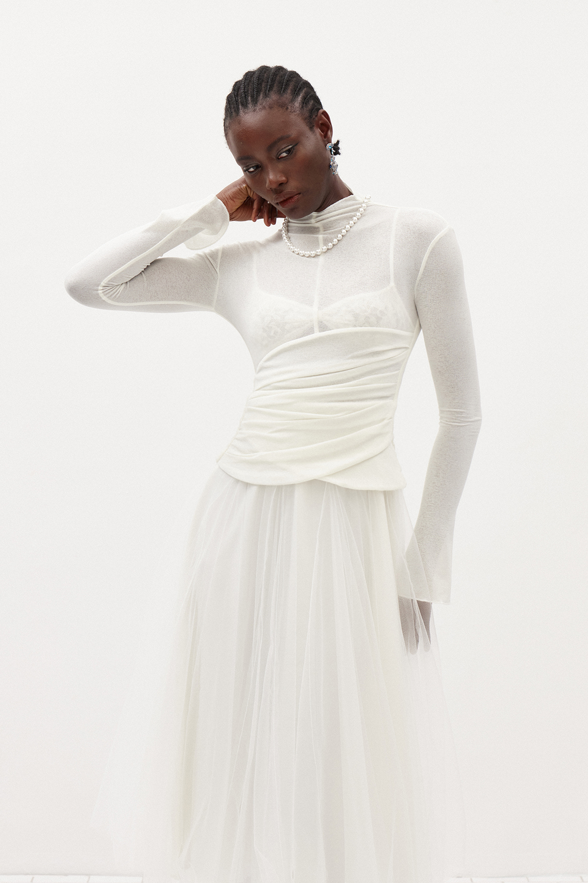 Daniels High Neck Ruch Maxi Dress
