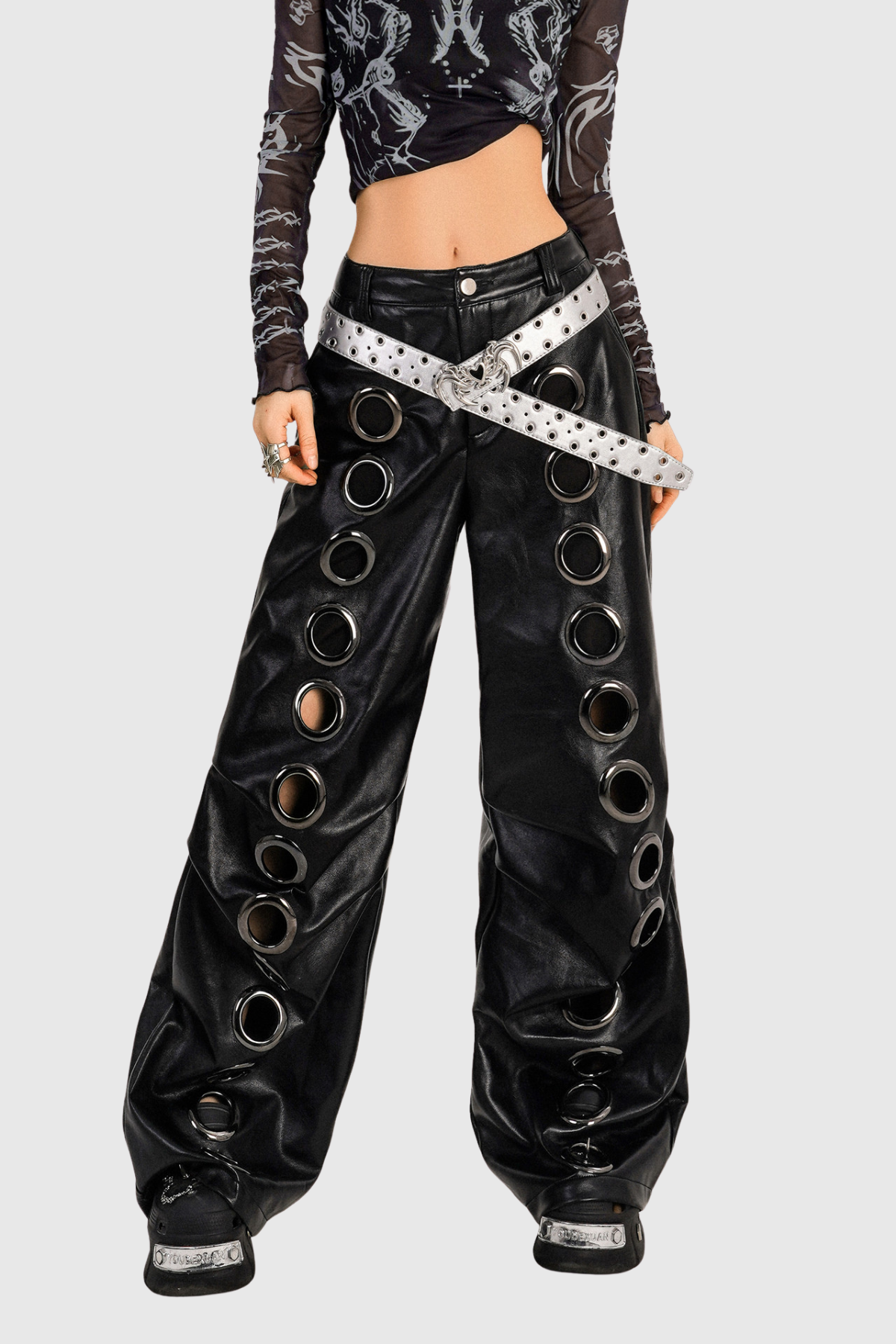 Daniyal Eyelet Leather Pants
