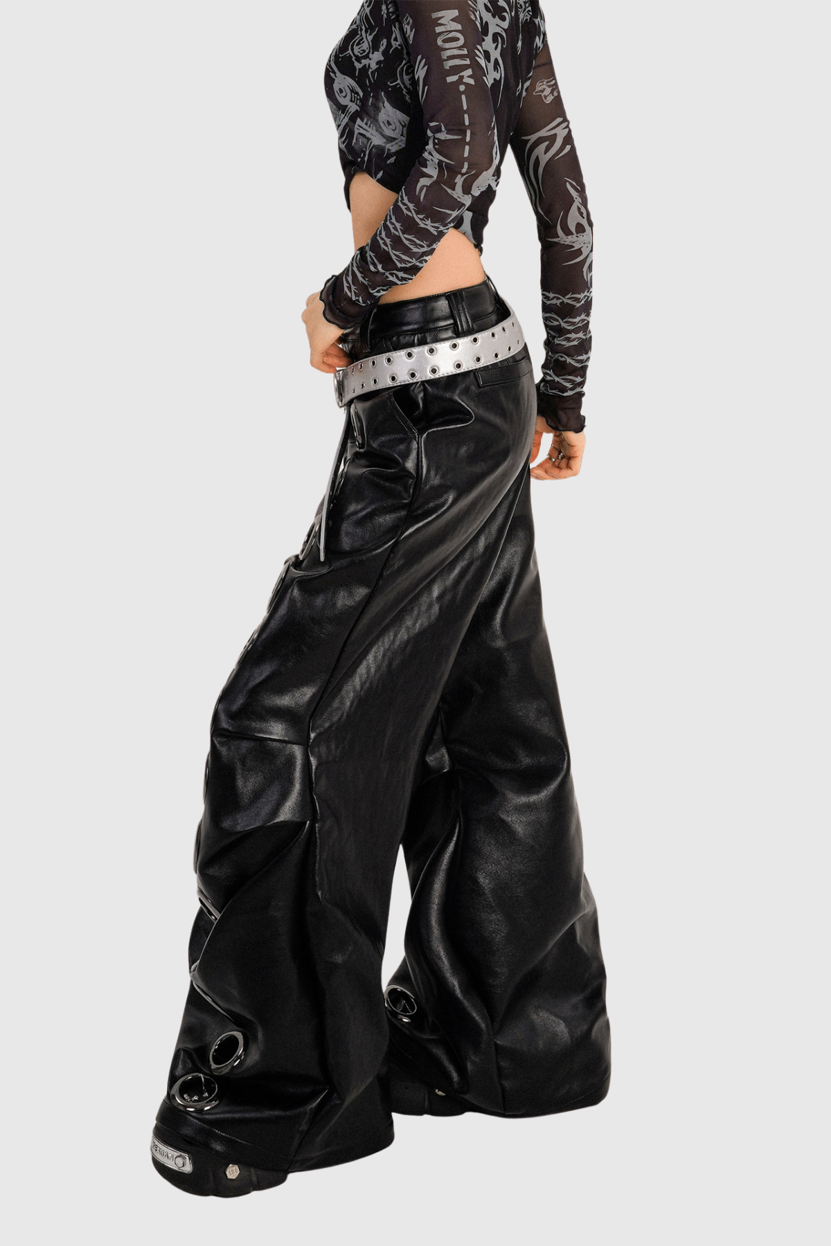 Daniyal Eyelet Leather Pants