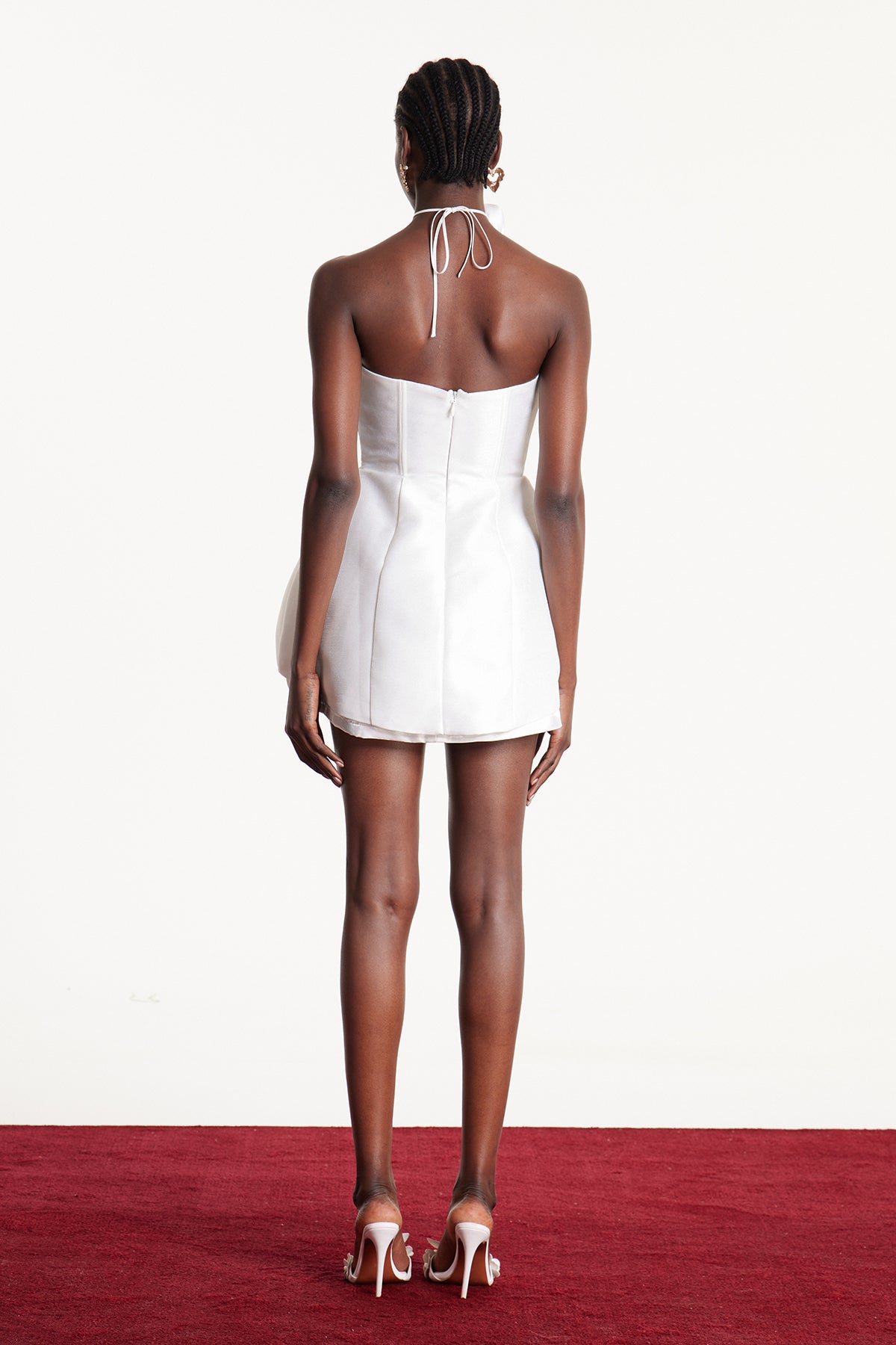 Danni Strapless Flower Bodycon Mini Dress In White