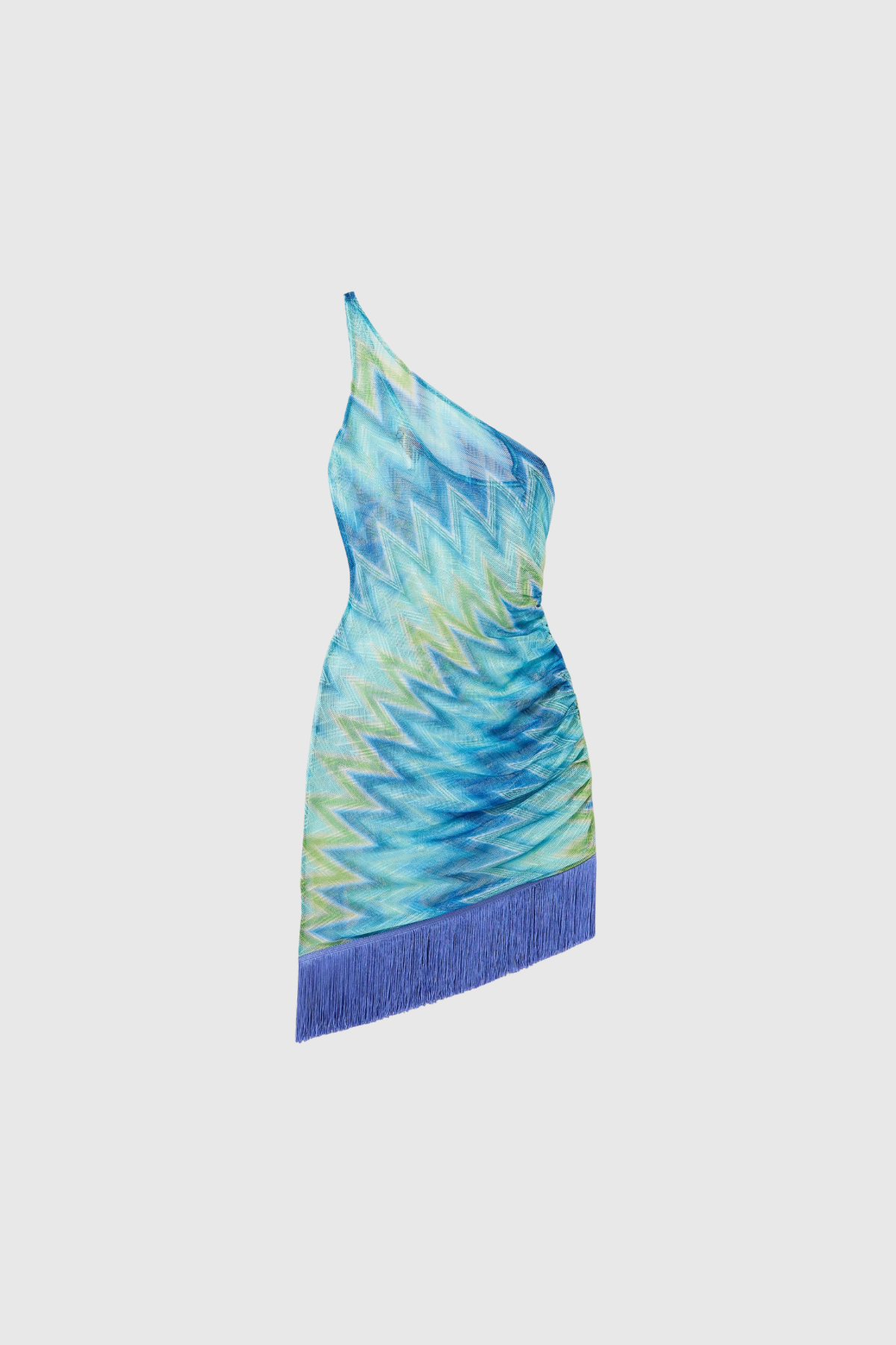 Daouda One Shoulder Fringe Mini Dress In Blue