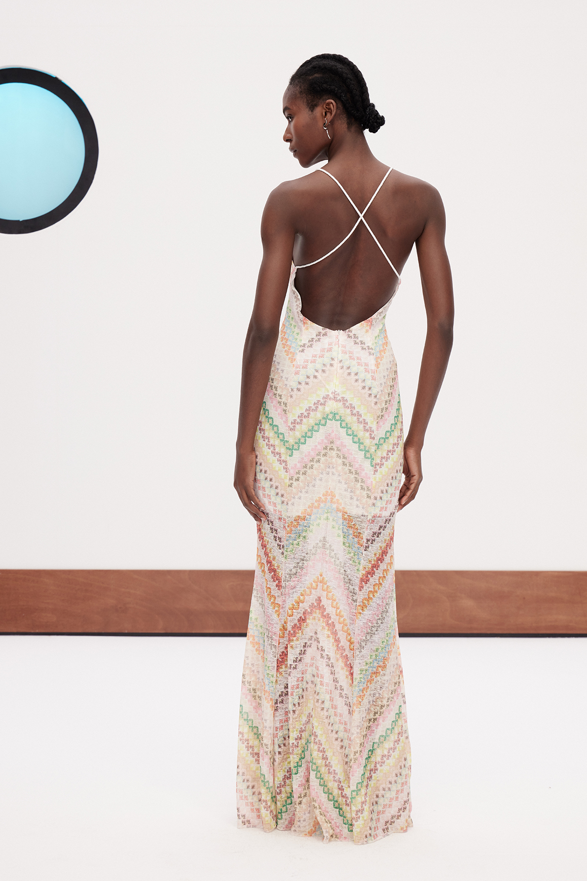 Daouda Spaghetti Backless Maxi Dress In Apricot