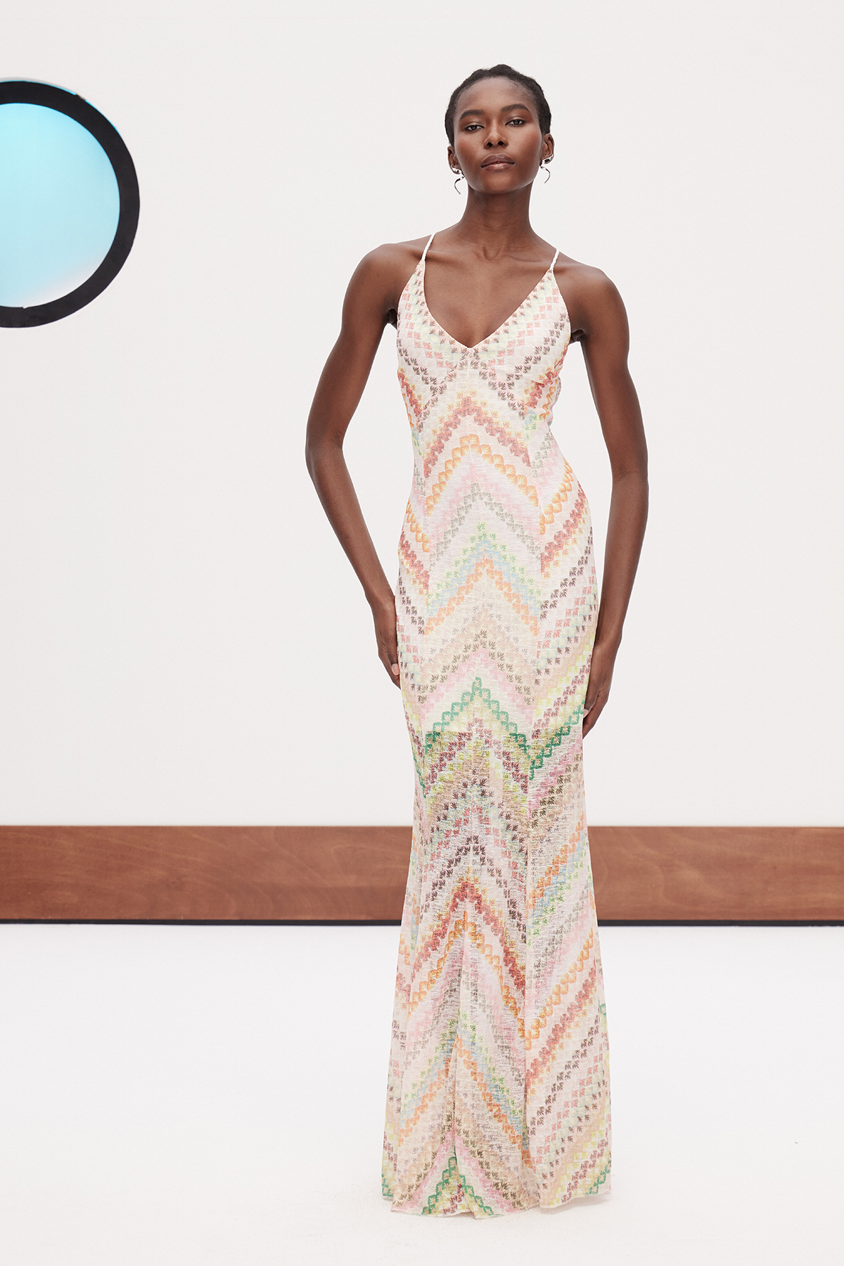 Daouda Spaghetti Backless Maxi Dress In Apricot