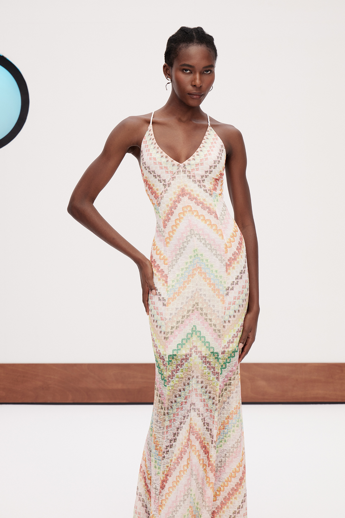 Daouda Spaghetti Backless Maxi Dress In Apricot