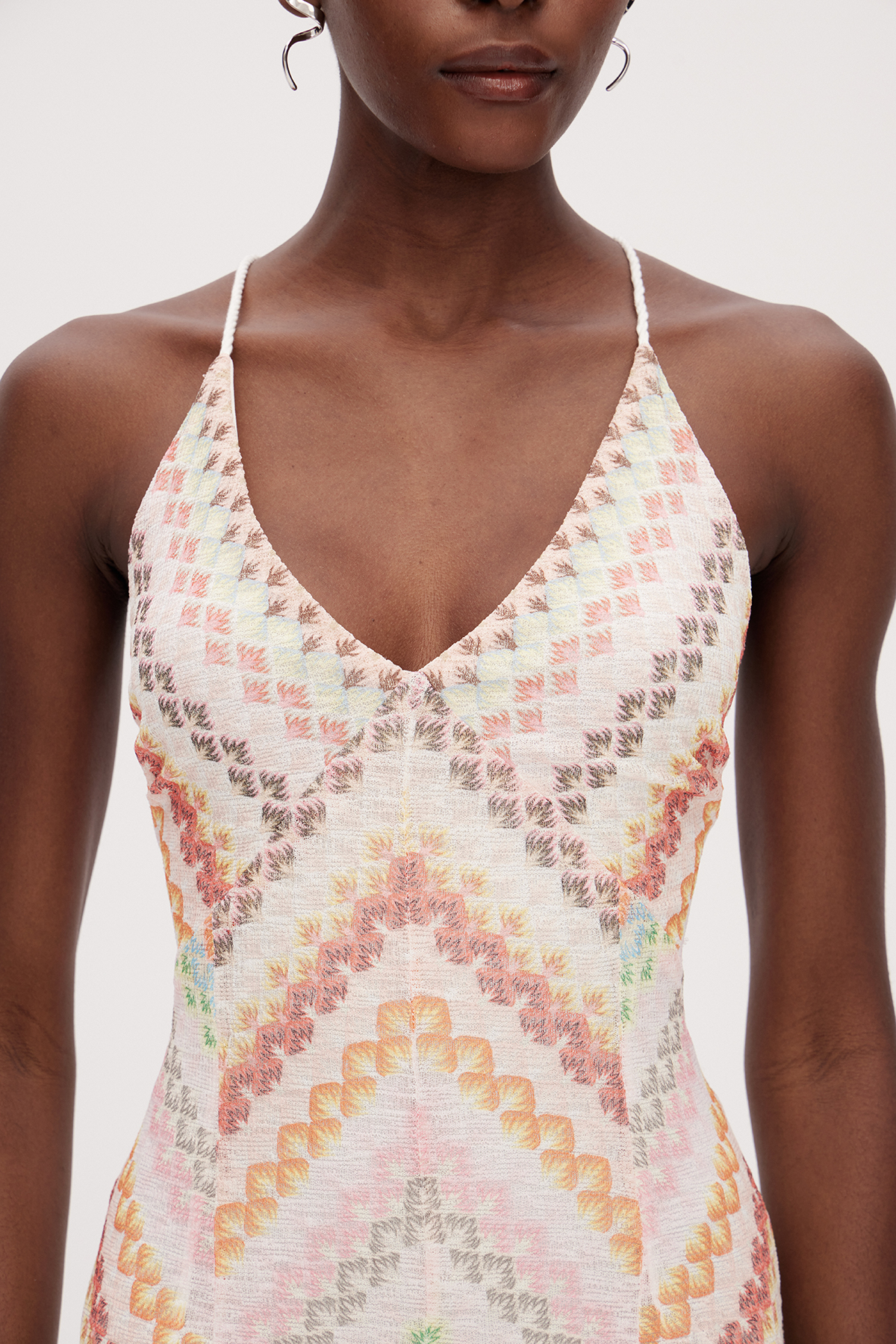 Daouda Spaghetti Backless Maxi Dress In Apricot