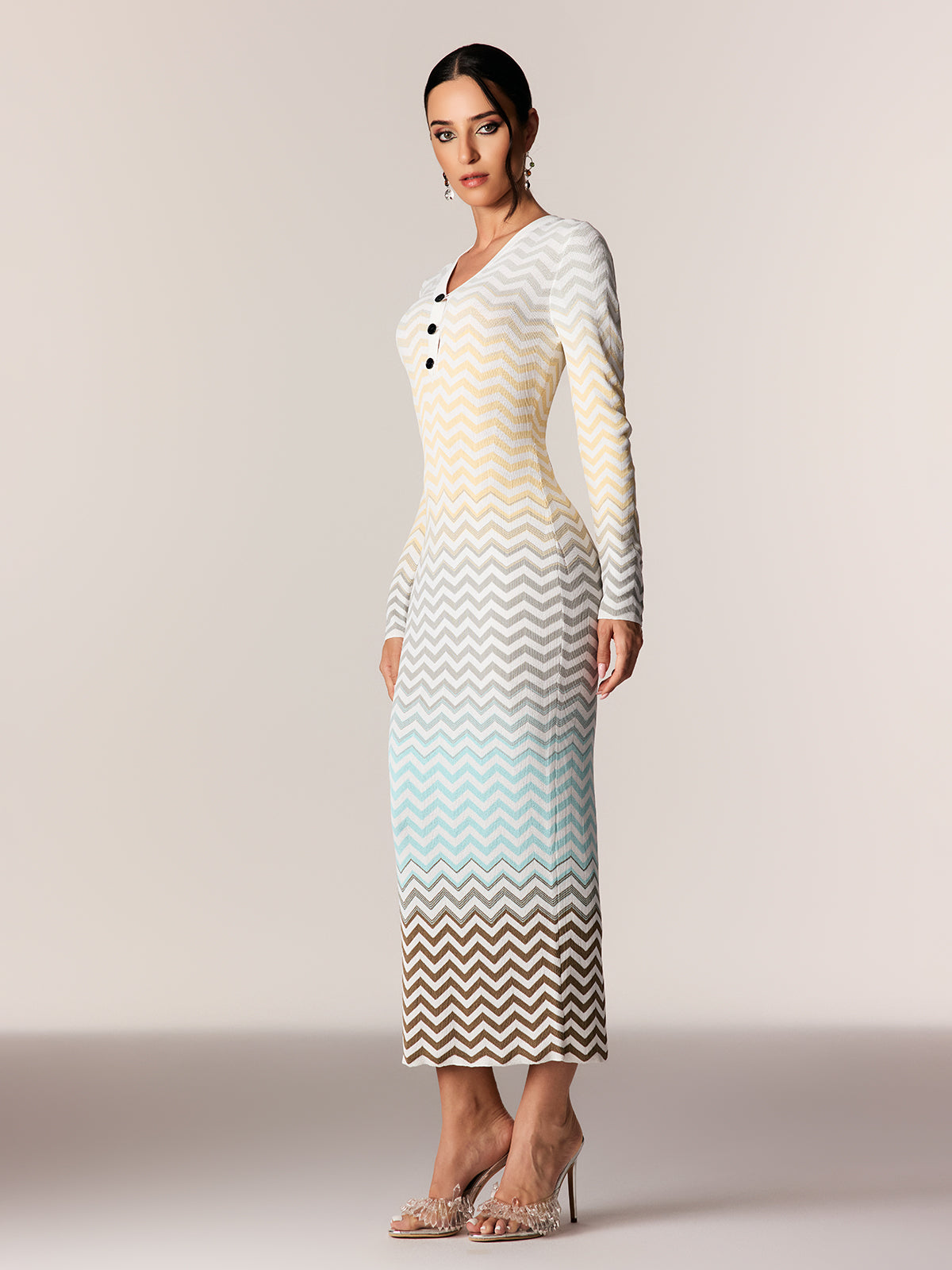 Daouda Long Sleeve Hayley Maxi Dress In Blue