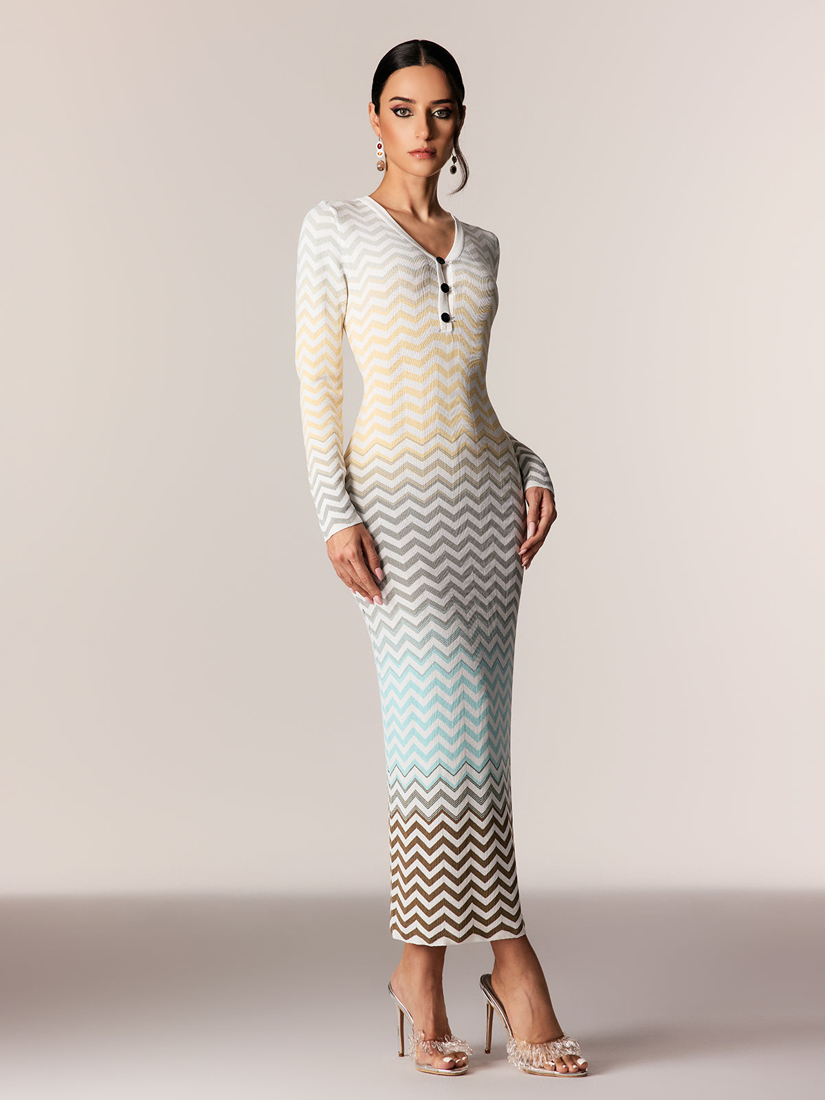 Daouda Long Sleeve Hayley Maxi Dress In Blue