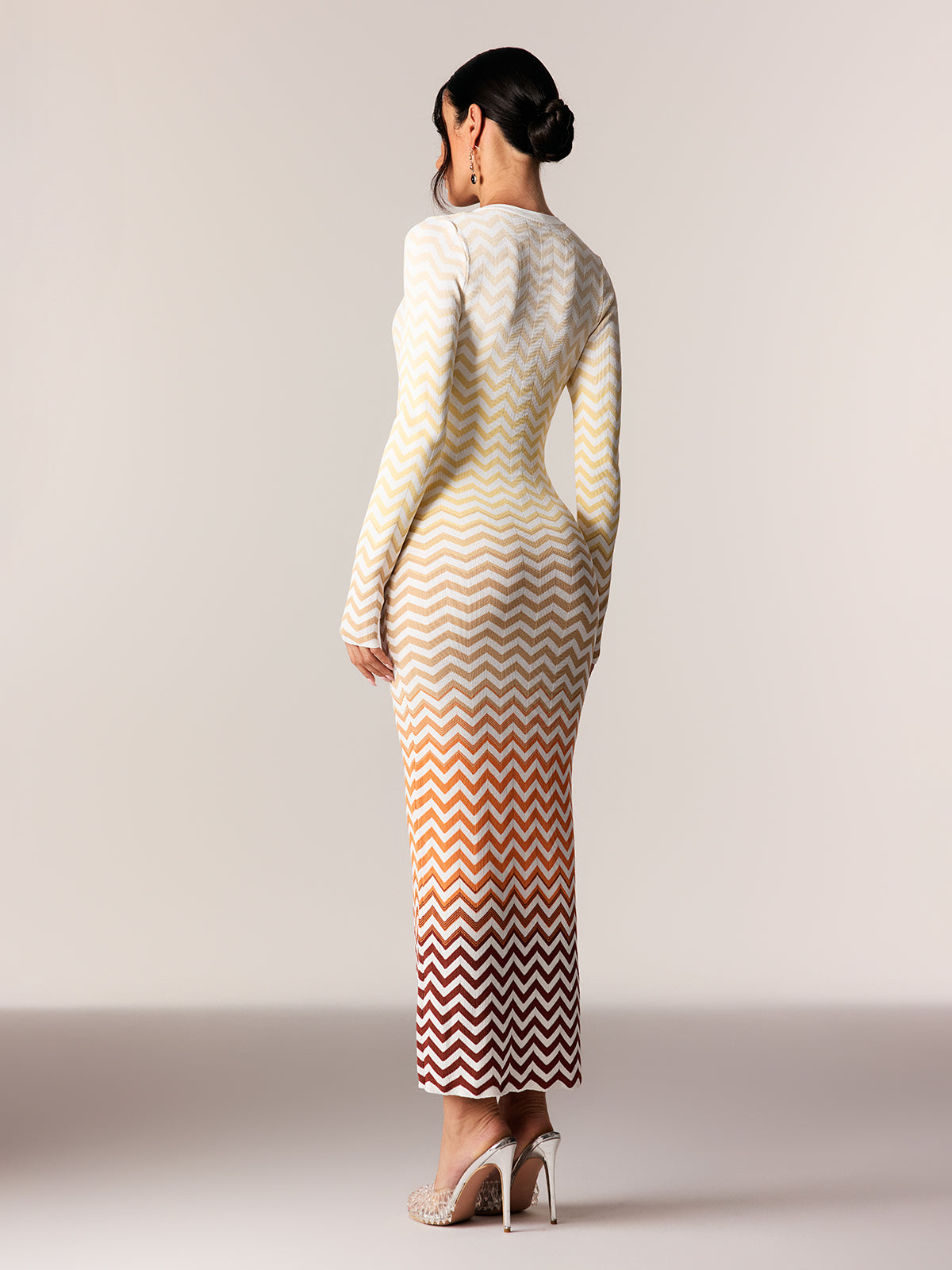 Daouda Long Sleeve Hayley Maxi Dress In Orange