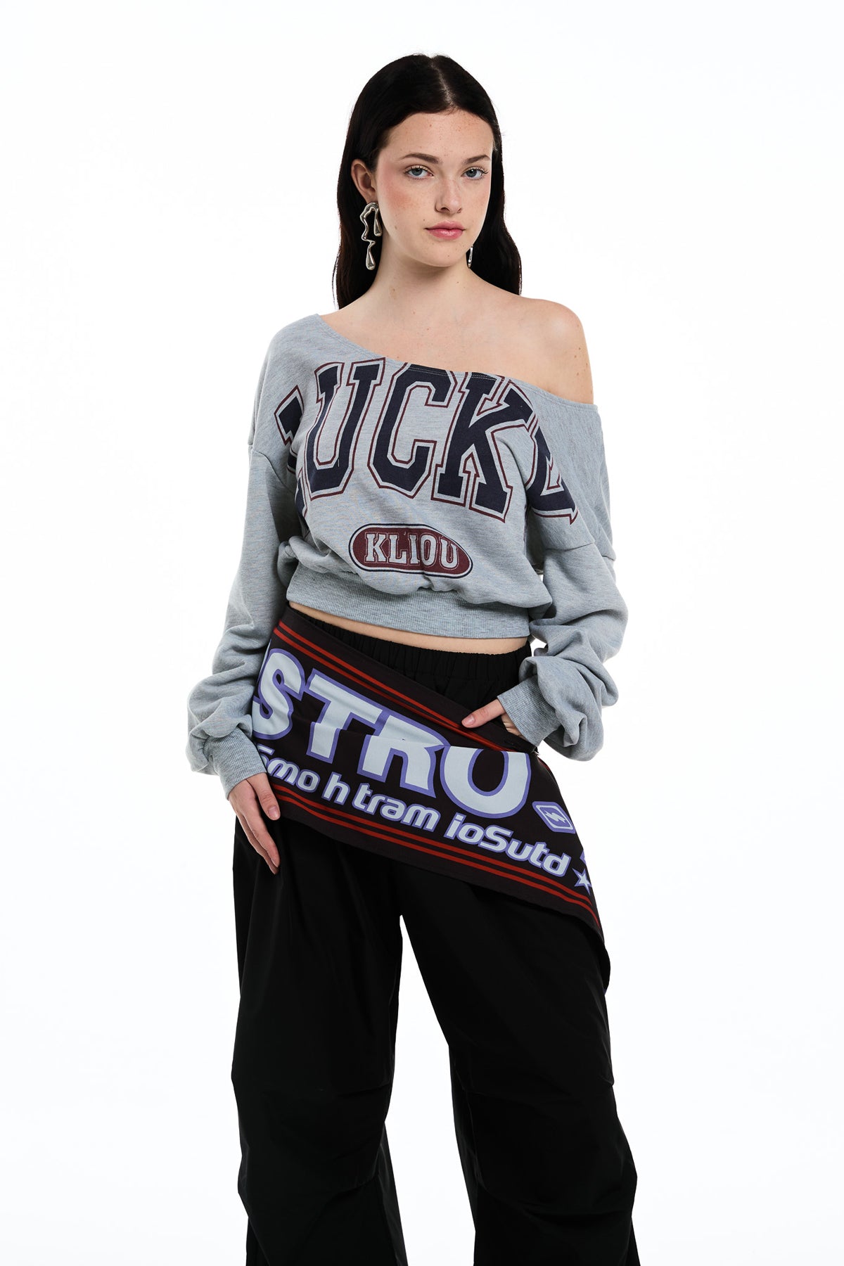Daragh Long Sleeve Print Crop Top