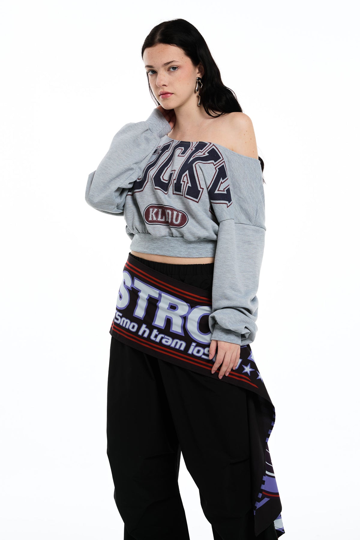 Daragh Long Sleeve Print Crop Top
