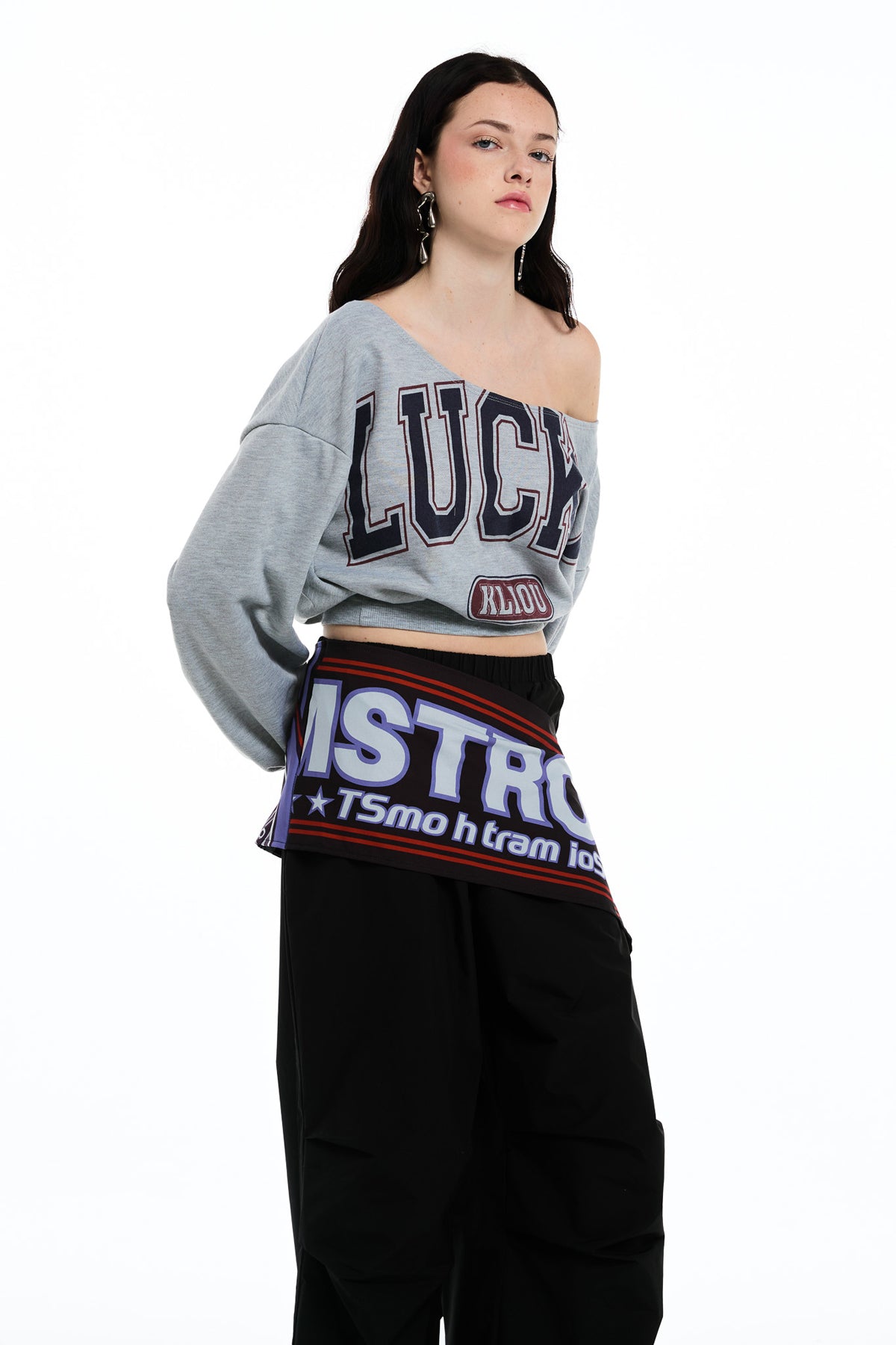 Daragh Long Sleeve Print Crop Top