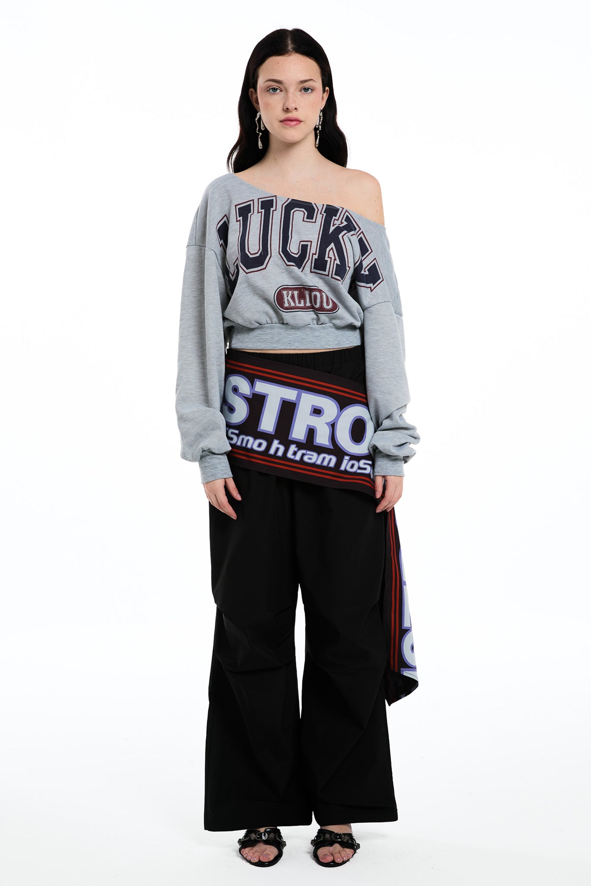 Daragh Long Sleeve Print Crop Top